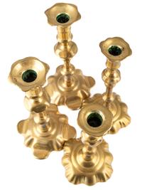 Two Pairs of English Brass Candlesticks