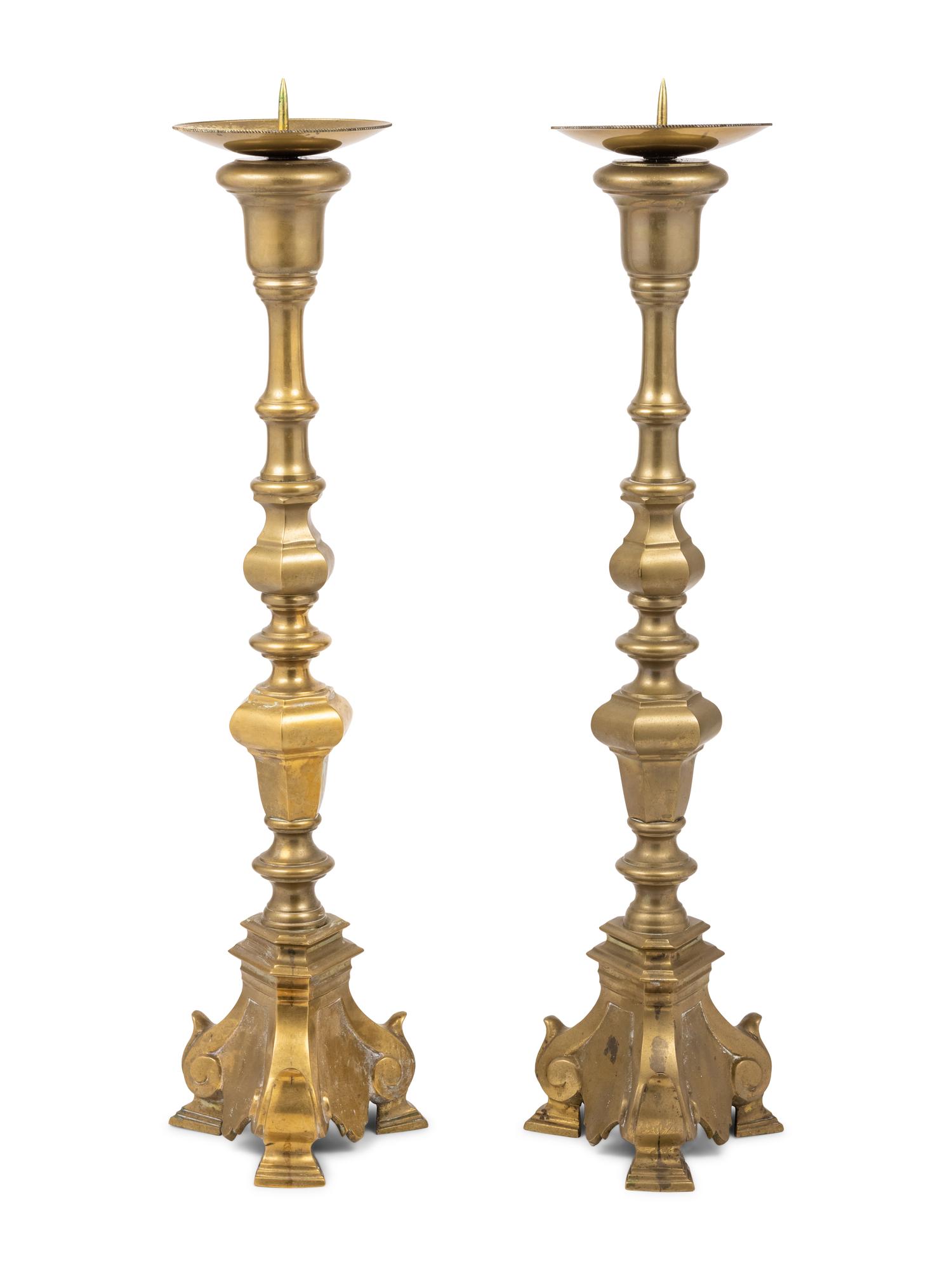 A Pair of Brass Pricket Sticks