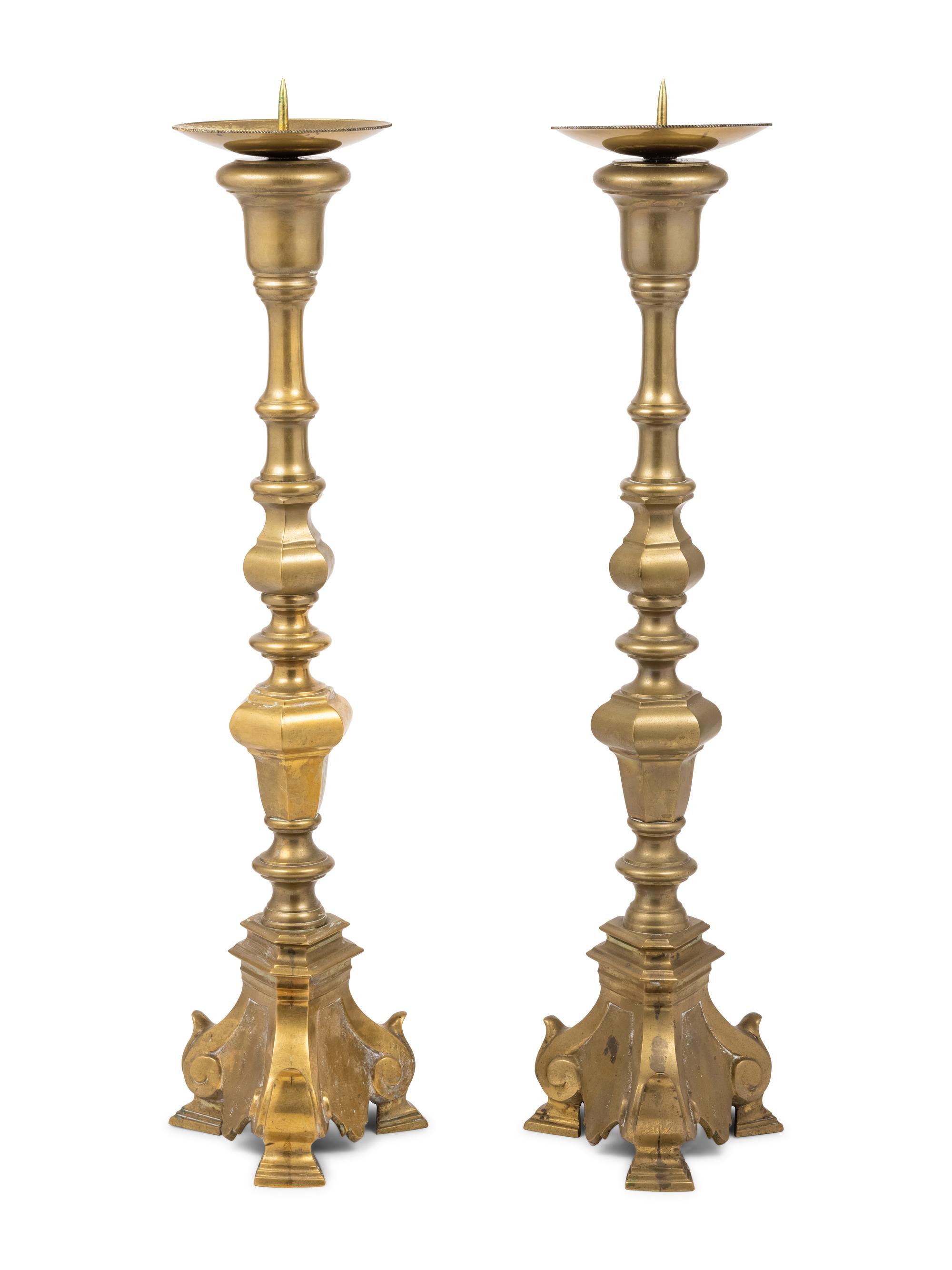 A Pair of Brass Pricket Sticks