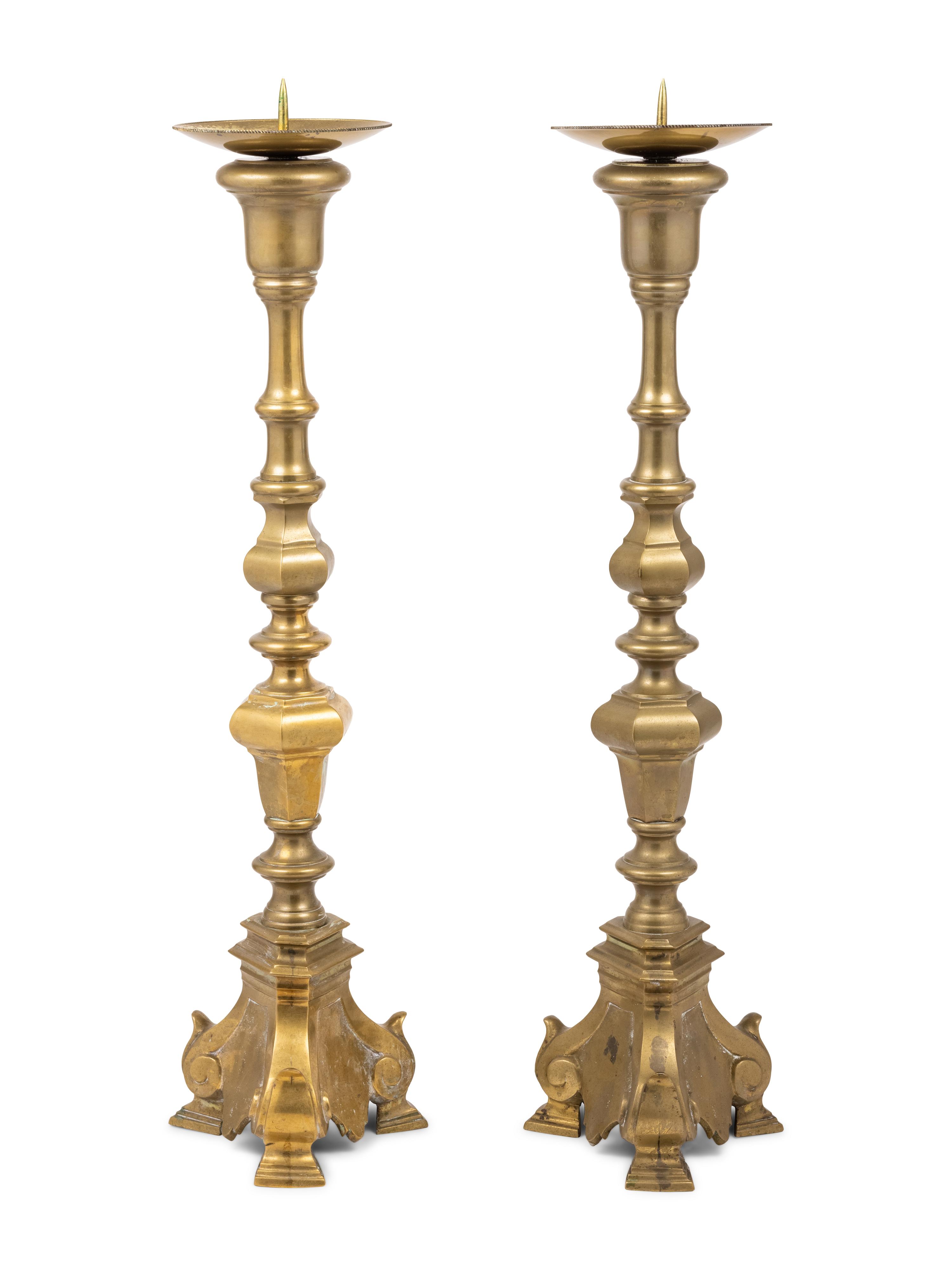 A Pair of Brass Pricket Sticks