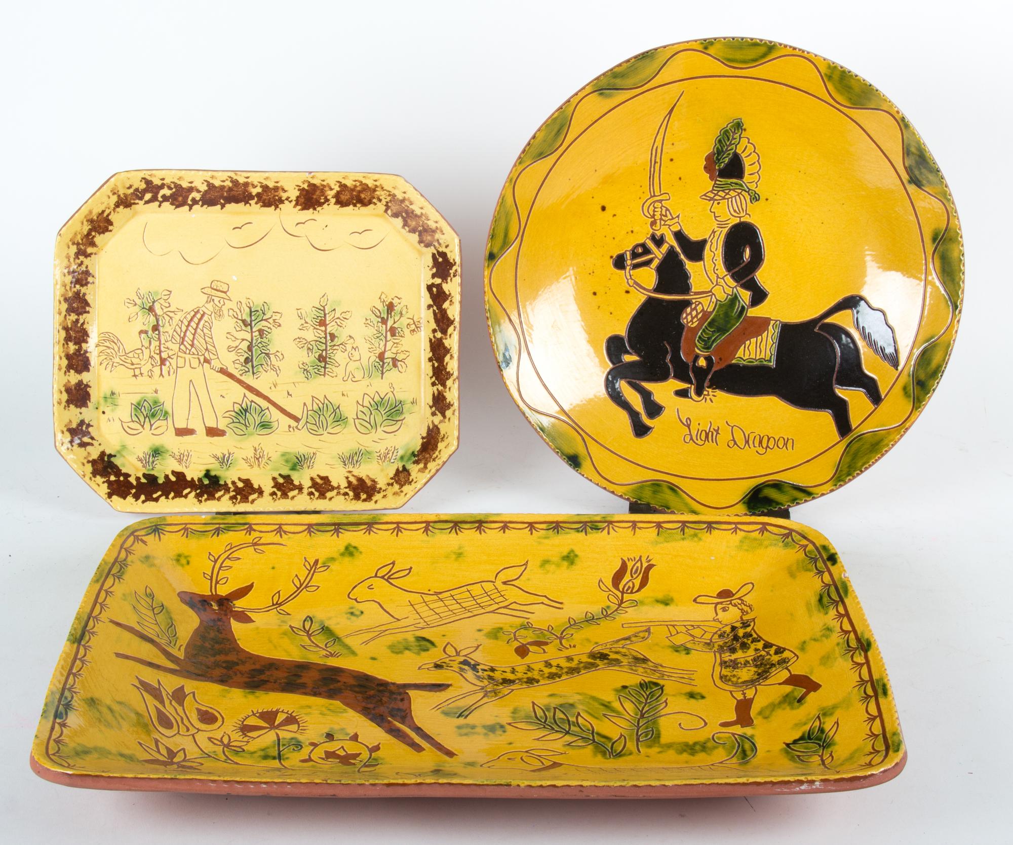 Three Glazed Platters Length of largest 19 1/2 inches. — by Breninger Pottery