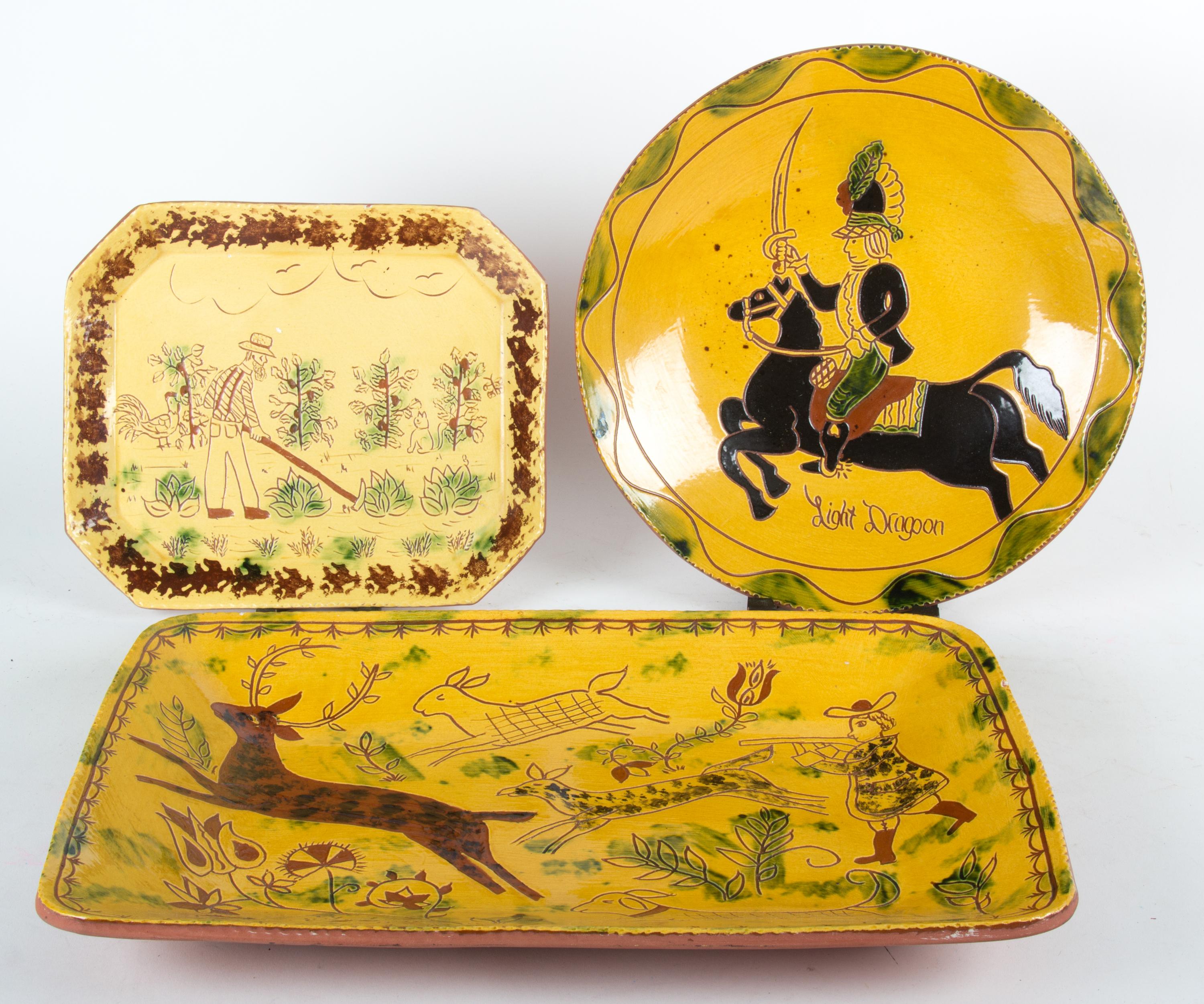 Three Glazed Platters Length of largest 19 1/2 inches. — by Breninger Pottery