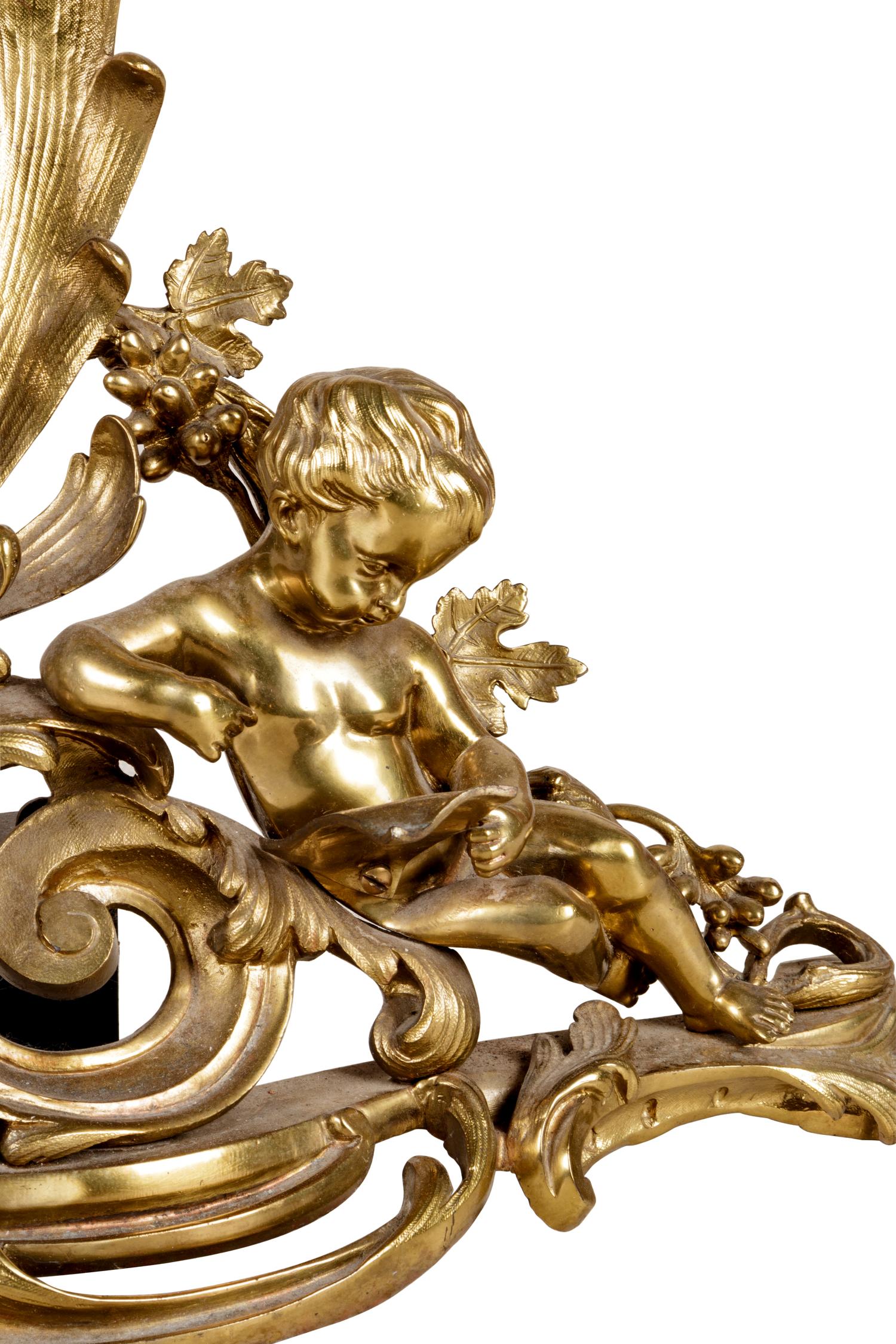 A Pair of Louis XV Style Gilt Bronze Chenets