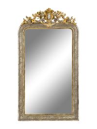 A Napoleon III Silvered and Gilt Wood Mirror
