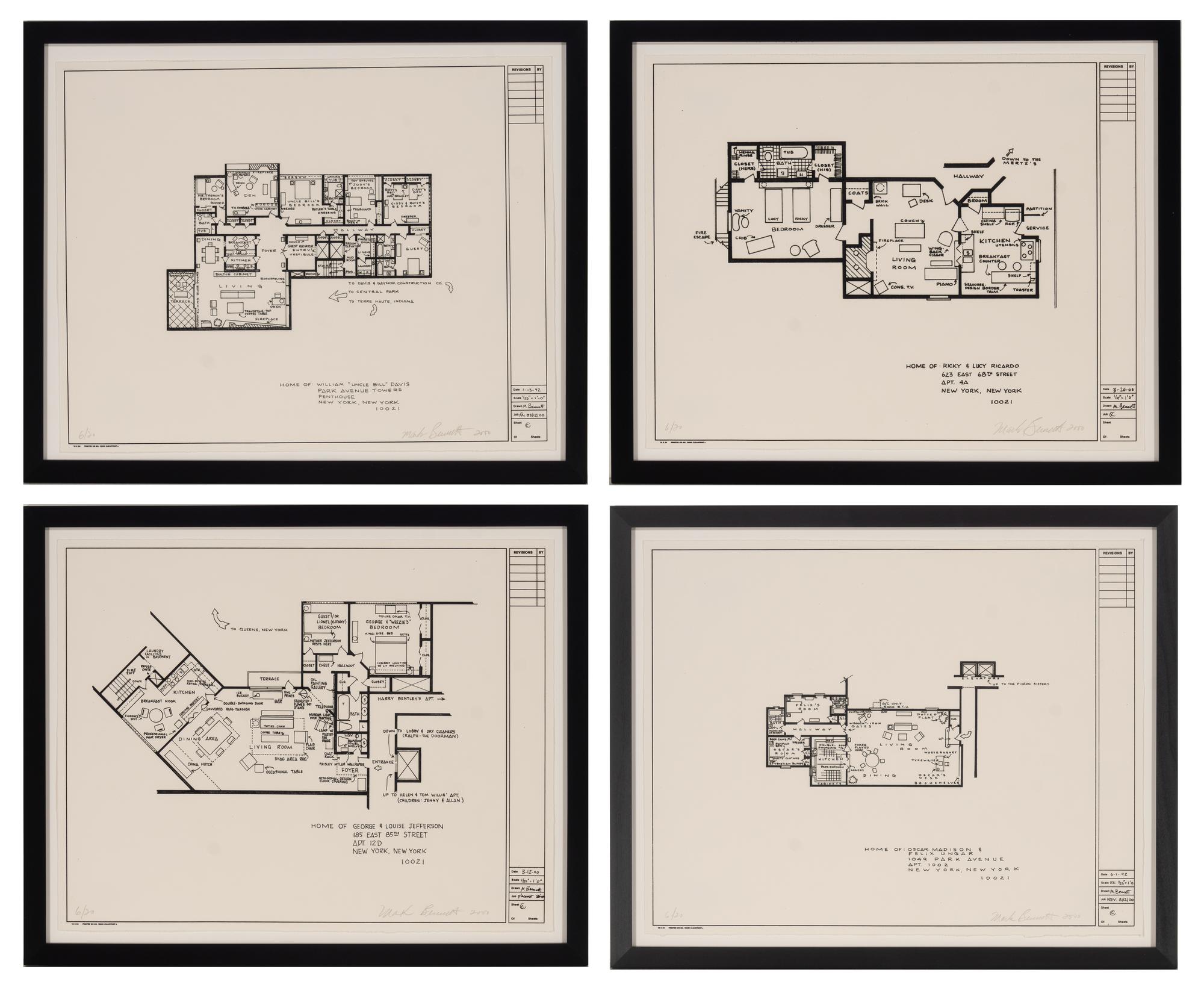 Blueprints of T.V. Show Homes (four works)