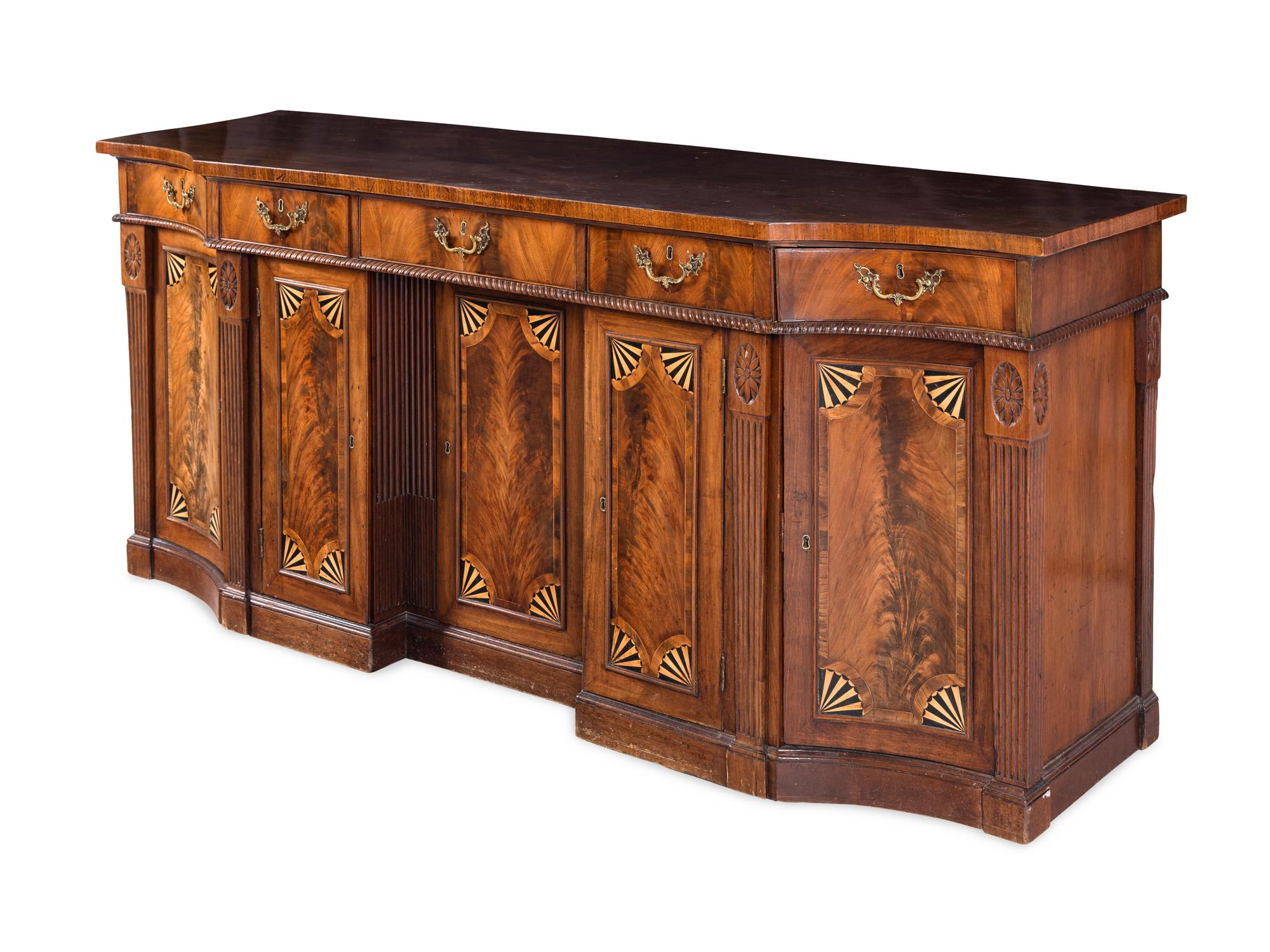 A Regency Mahogany Sideboard with Part-Ebonized Inlay