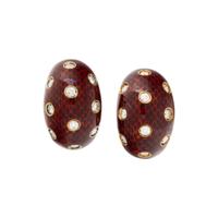 DIAMOND, ENAMEL, AND YELLOW GOLD EARRINGS