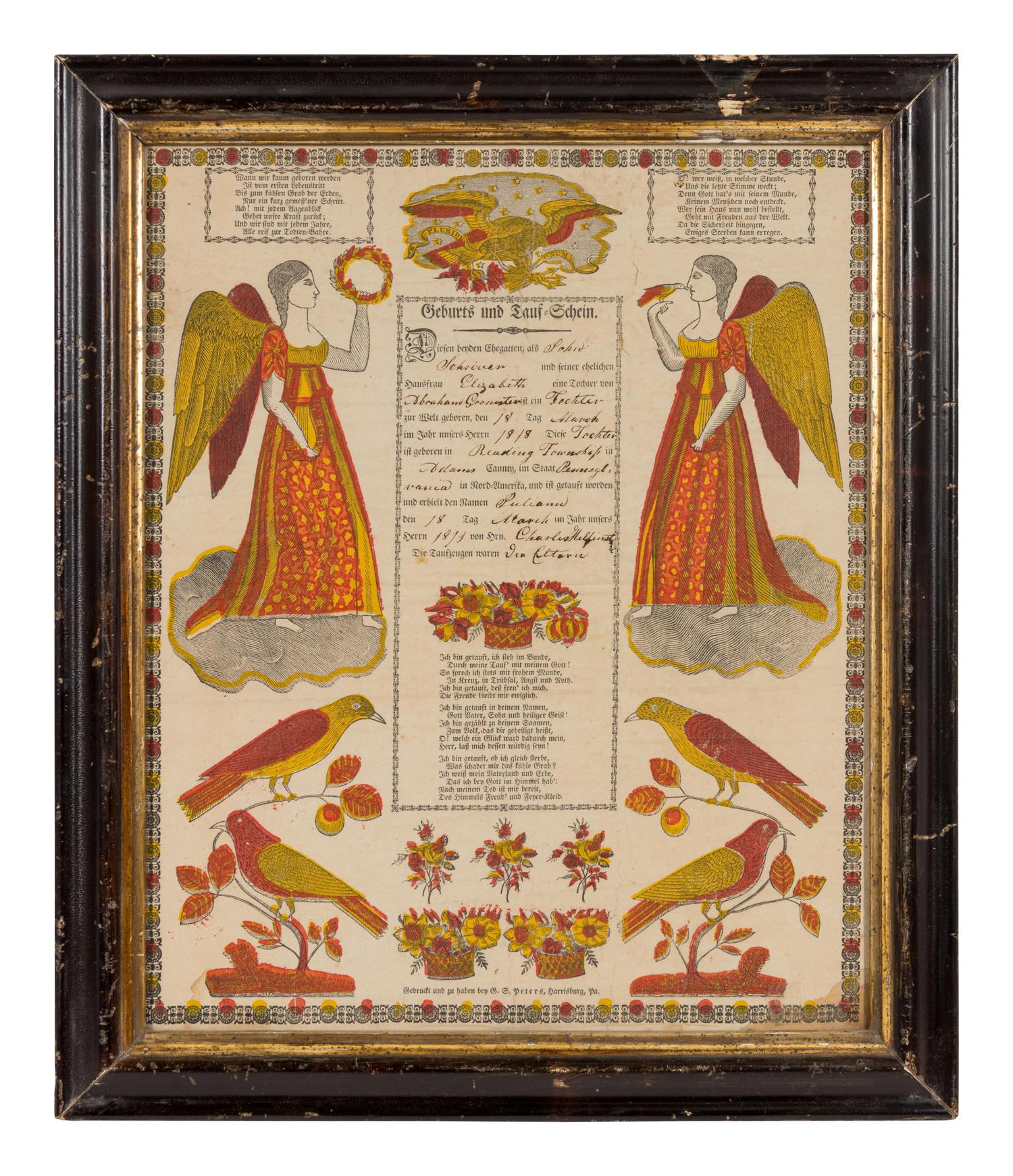 Three German Fraktur Birth Certificates