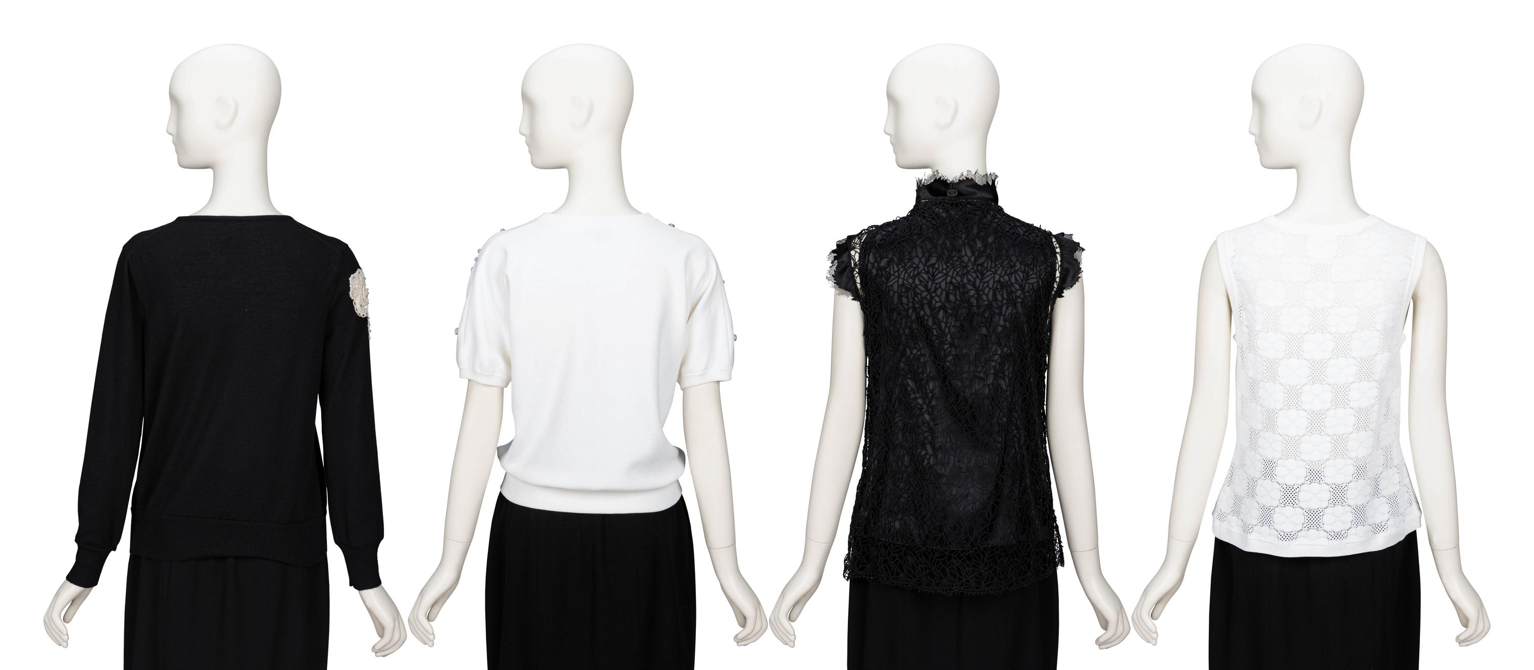 Chanel, Four Black & White Tops