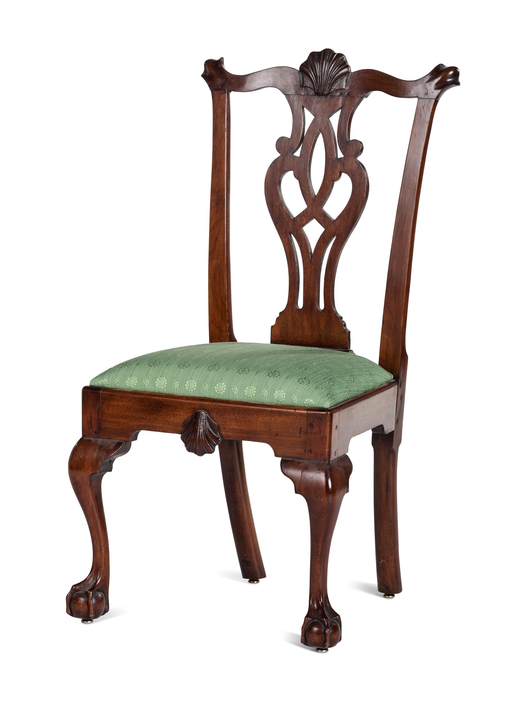 A Chippendale Shell-Carved Walnut Side Chair