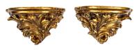 A Pair of Rococo Style Giltwood Brackets Width 15 1/4 inches. — LATE 19TH/EARLY 20TH CENTURY