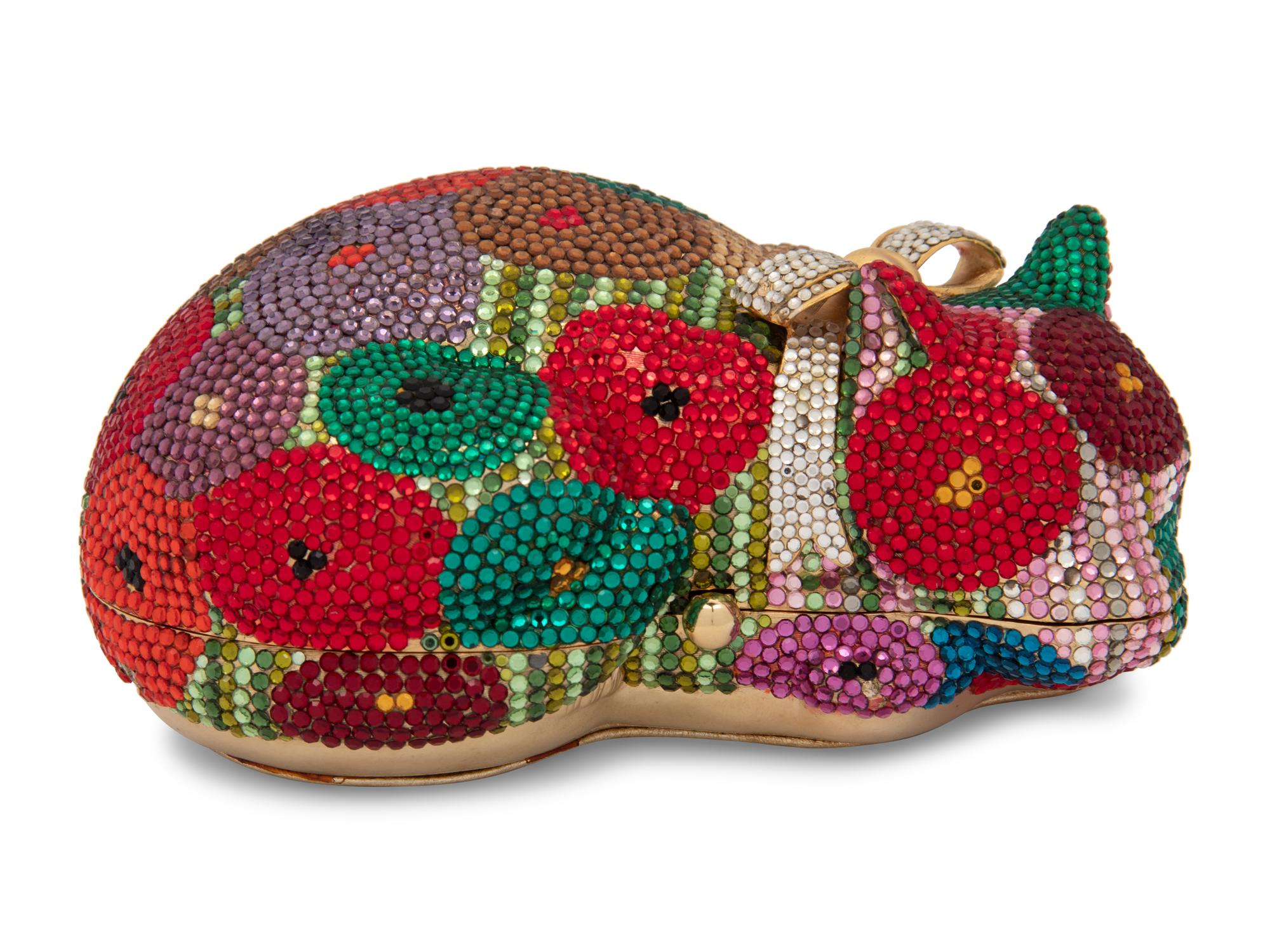 Judith Leiber Floral Sleeping Cat Minaudière, 1984