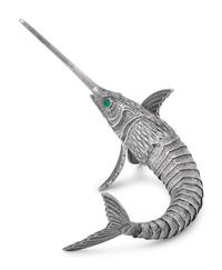 Seven Continental Silver Articulated Fish Table Ornaments