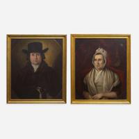 American School 18th / 19th century Two Portraits: A Quaker Lady and Gentleman