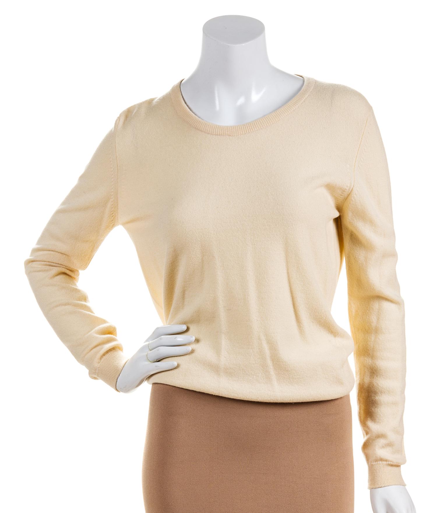 A Chanel Cream Cashmere Twin Set, Size M.