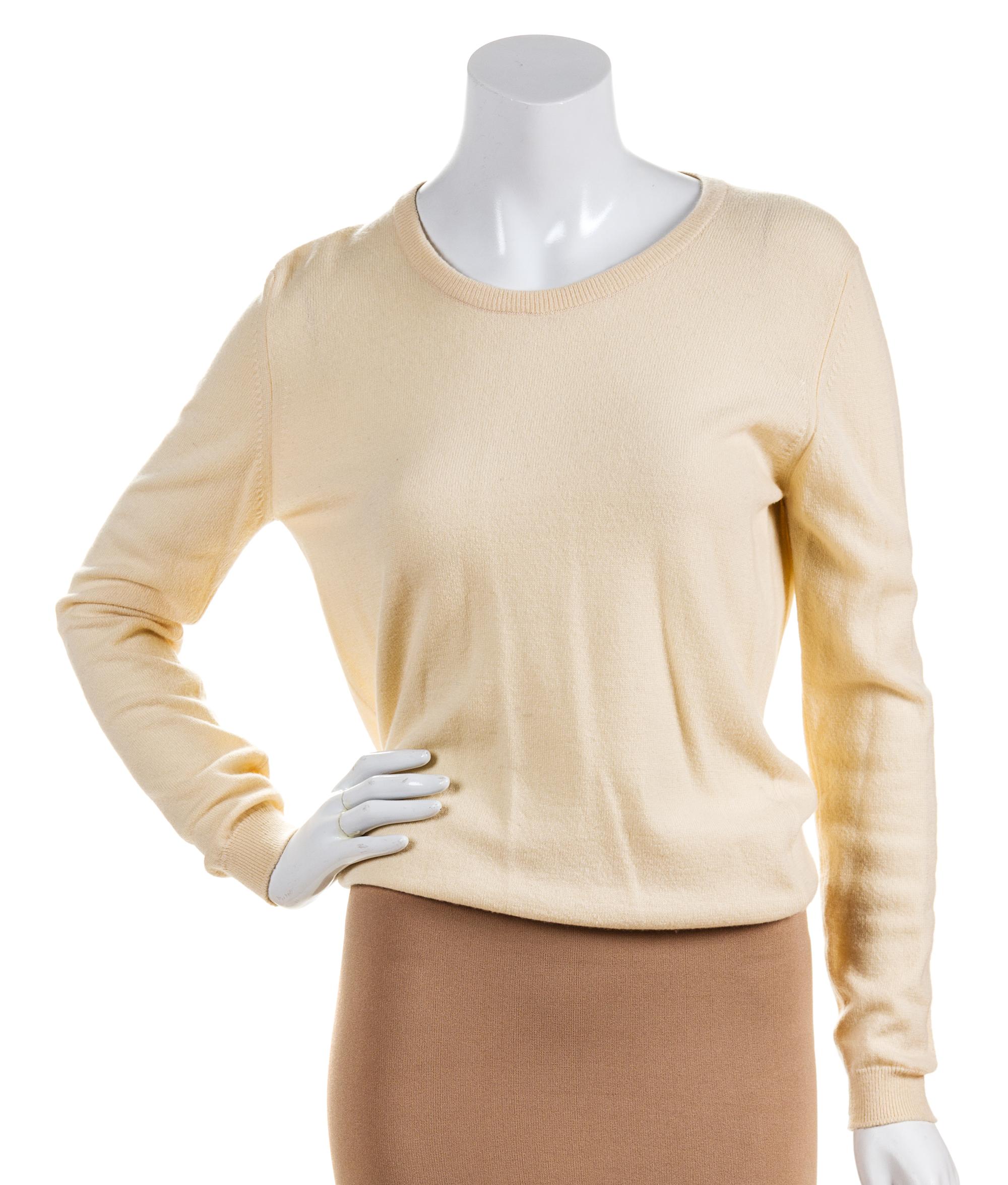 A Chanel Cream Cashmere Twin Set, Size M.