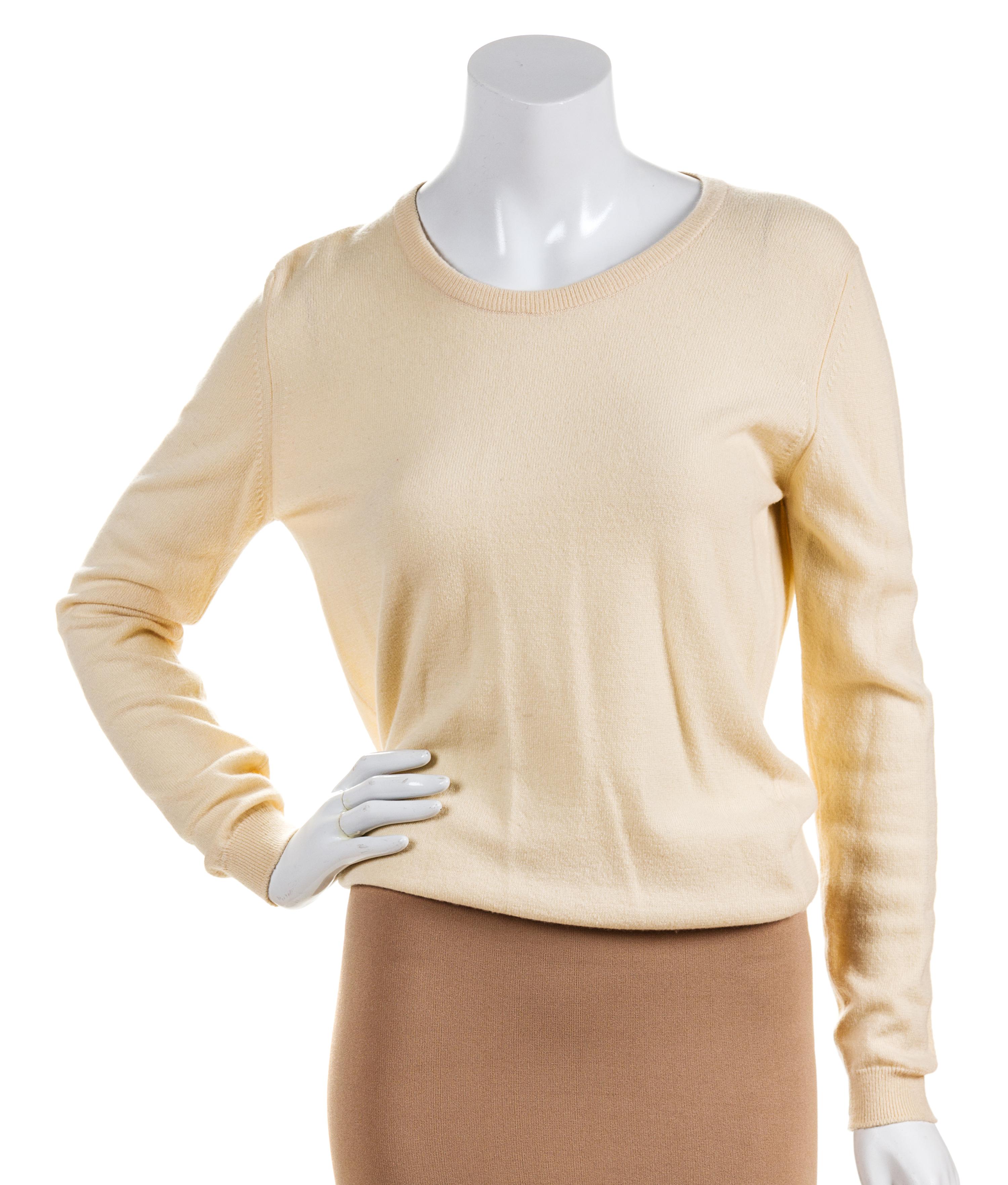 A Chanel Cream Cashmere Twin Set, Size M.