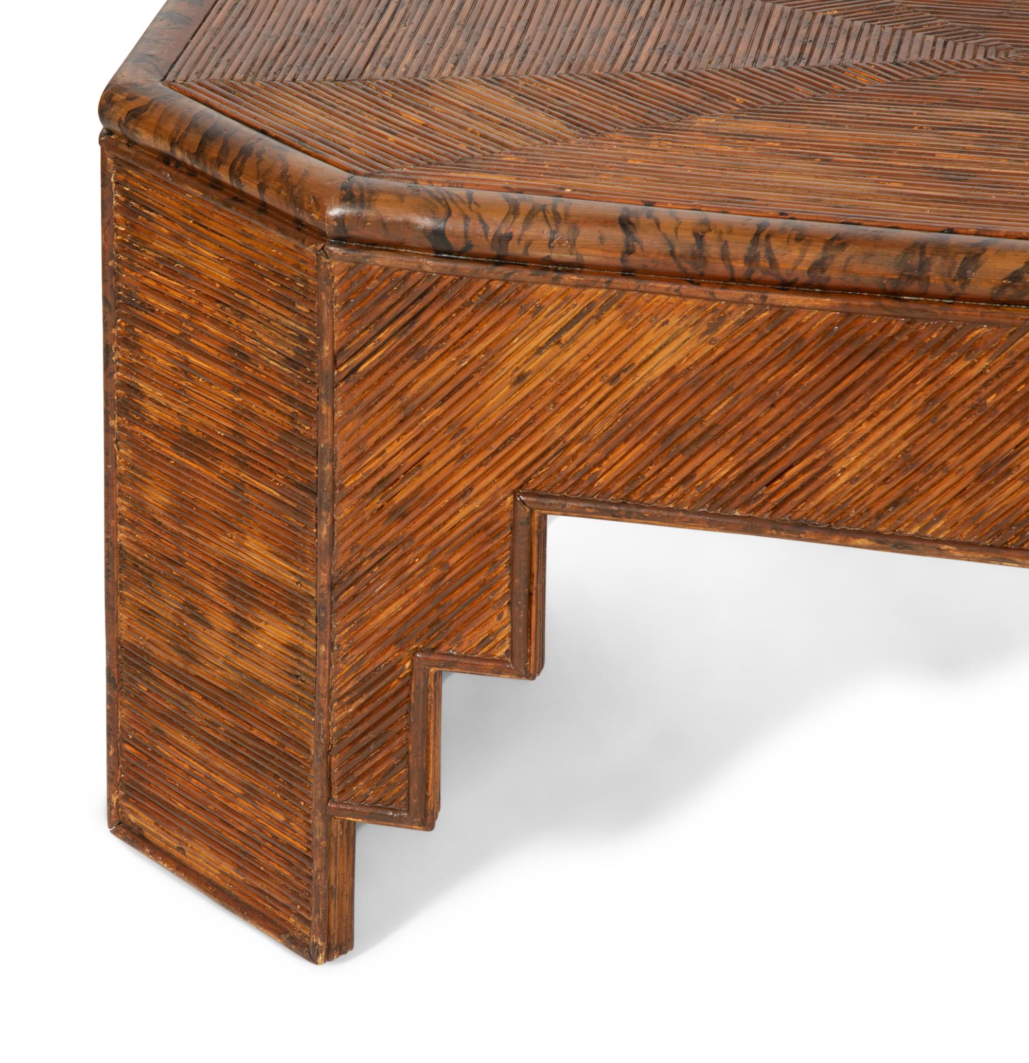 A Grain-Painted Rattan Low Table