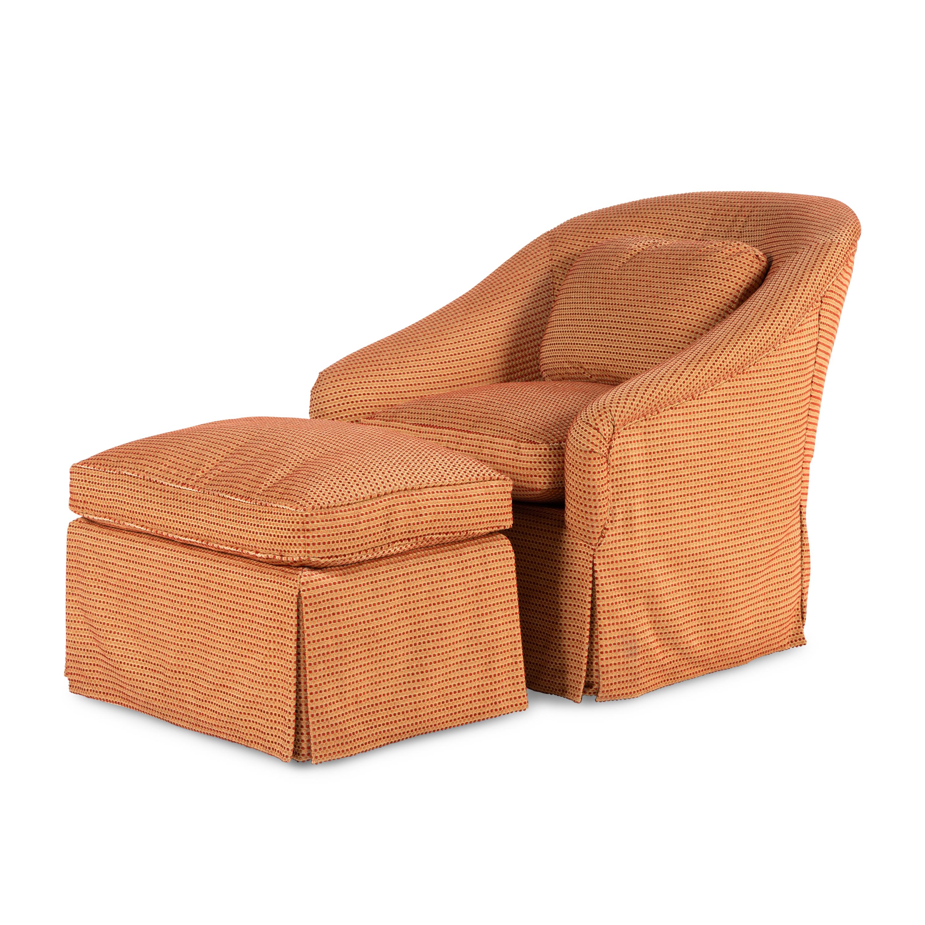 A Contemporary Swivel Club Chair and Ottoman