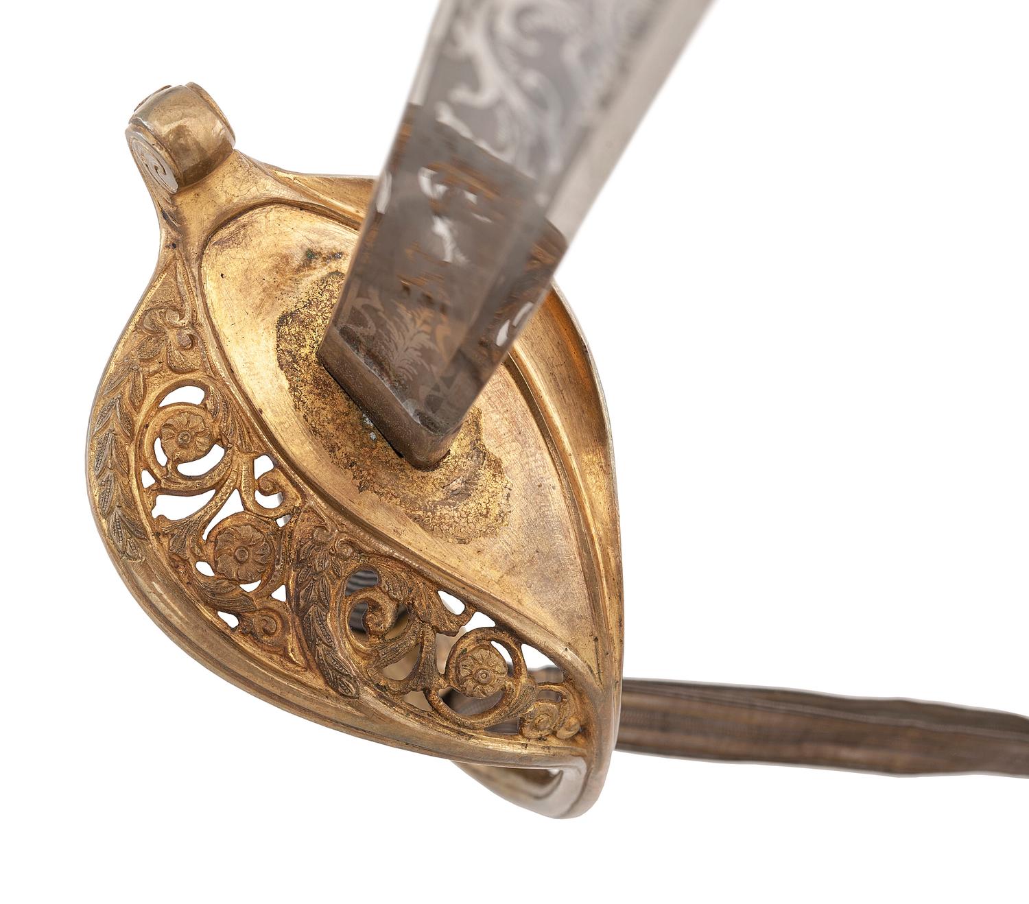 Gettysburg casualty Lieutenant W.H. Hamilton, Company I, 14th Vermont Infantry, Model 1850 foot officer's presentation sword.
