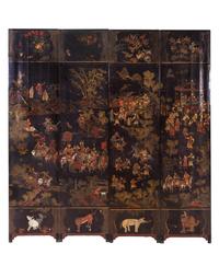 A Chinese Lacquer Twelve-Panel Screen