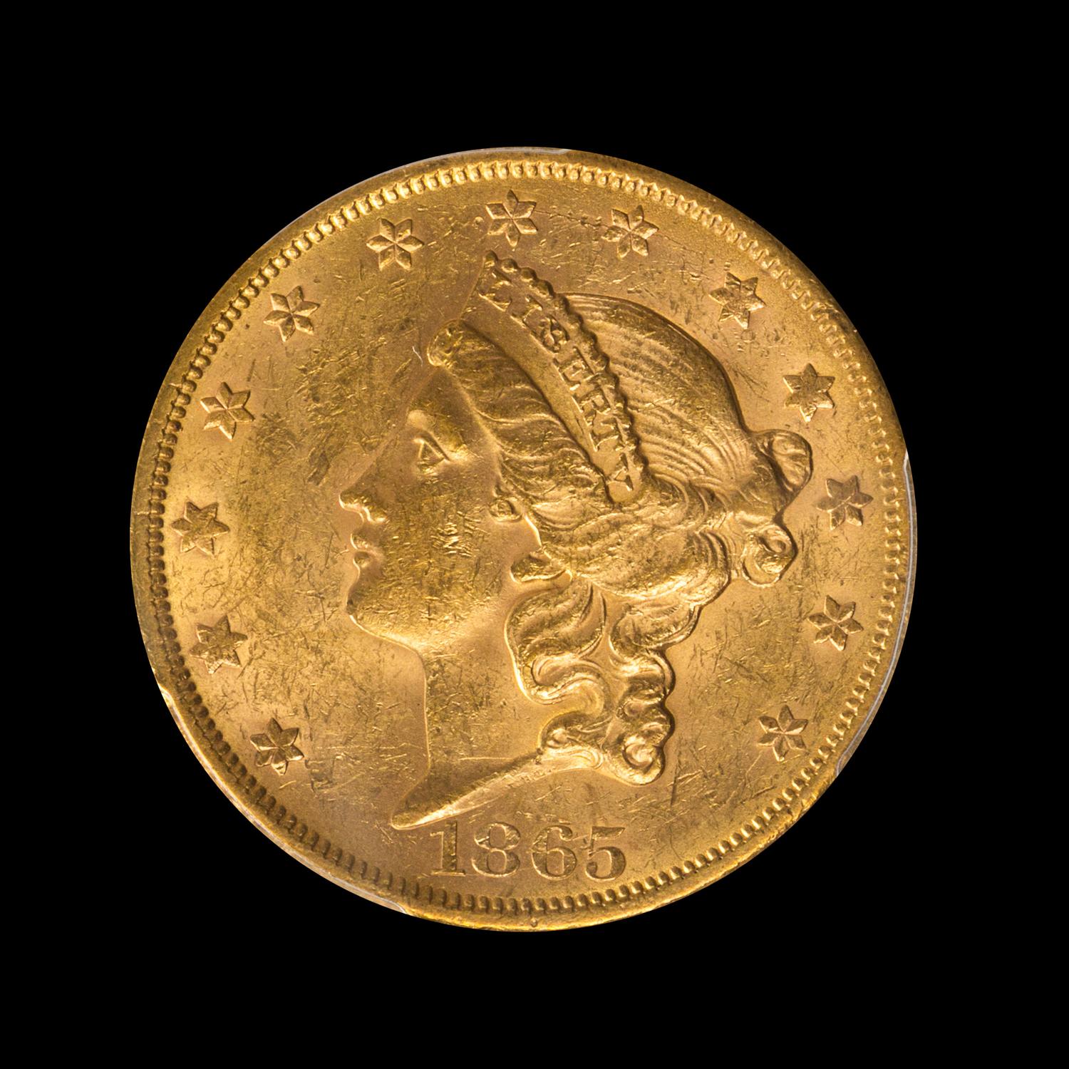 A United States 1865-S Liberty Head $20 Gold Coin