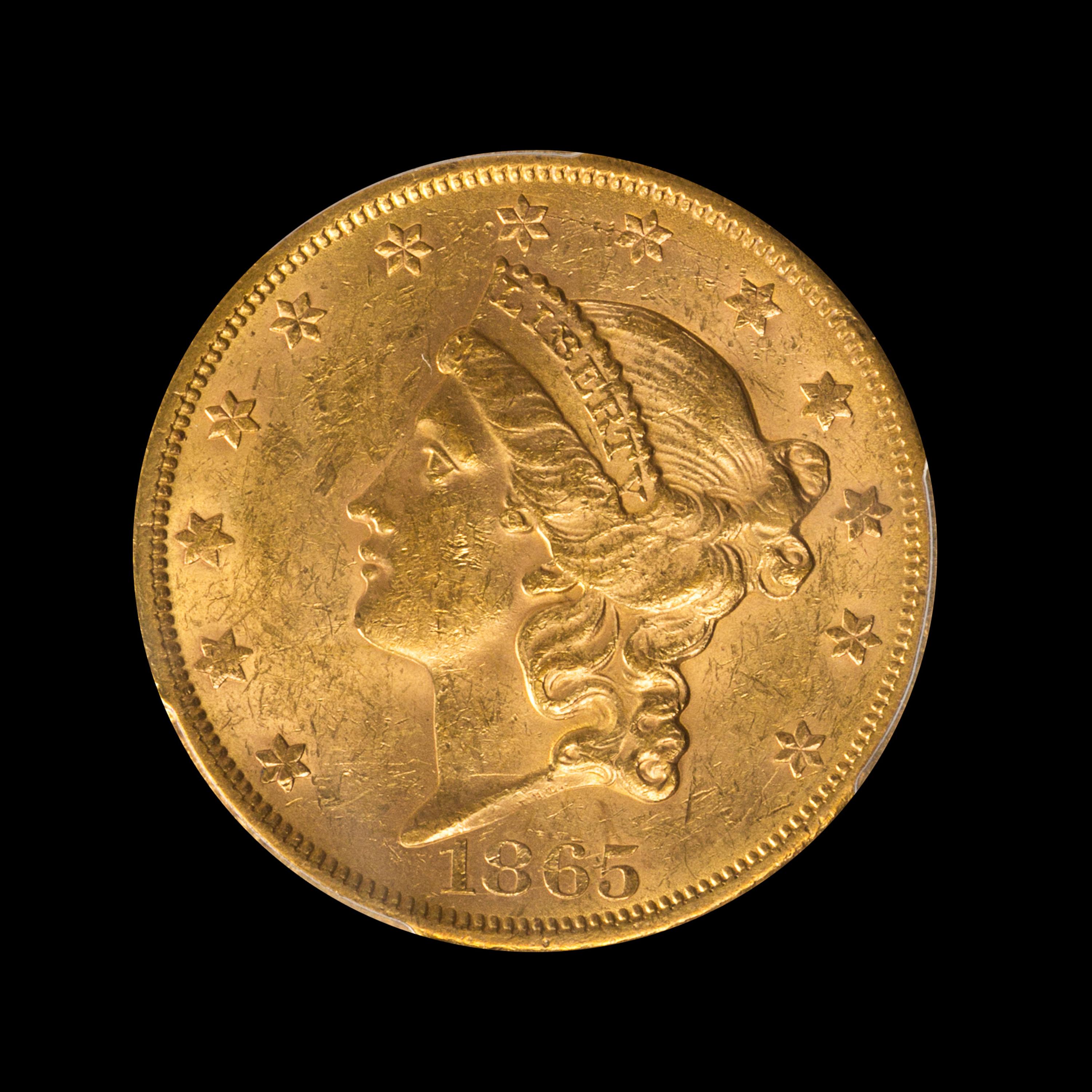 A United States 1865-S Liberty Head $20 Gold Coin