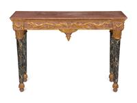 An Italian Painted Faux Marble and Parcel Gilt Console Table
