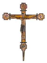 A Large Painted Wood Corpus Christi Height approximately 86 inches. — PROBABLY 18TH CENTURY