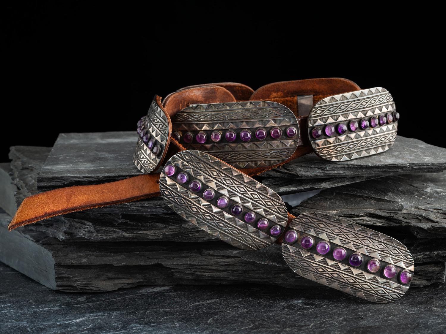 Sterling Silver and Amethyst Concha Belt