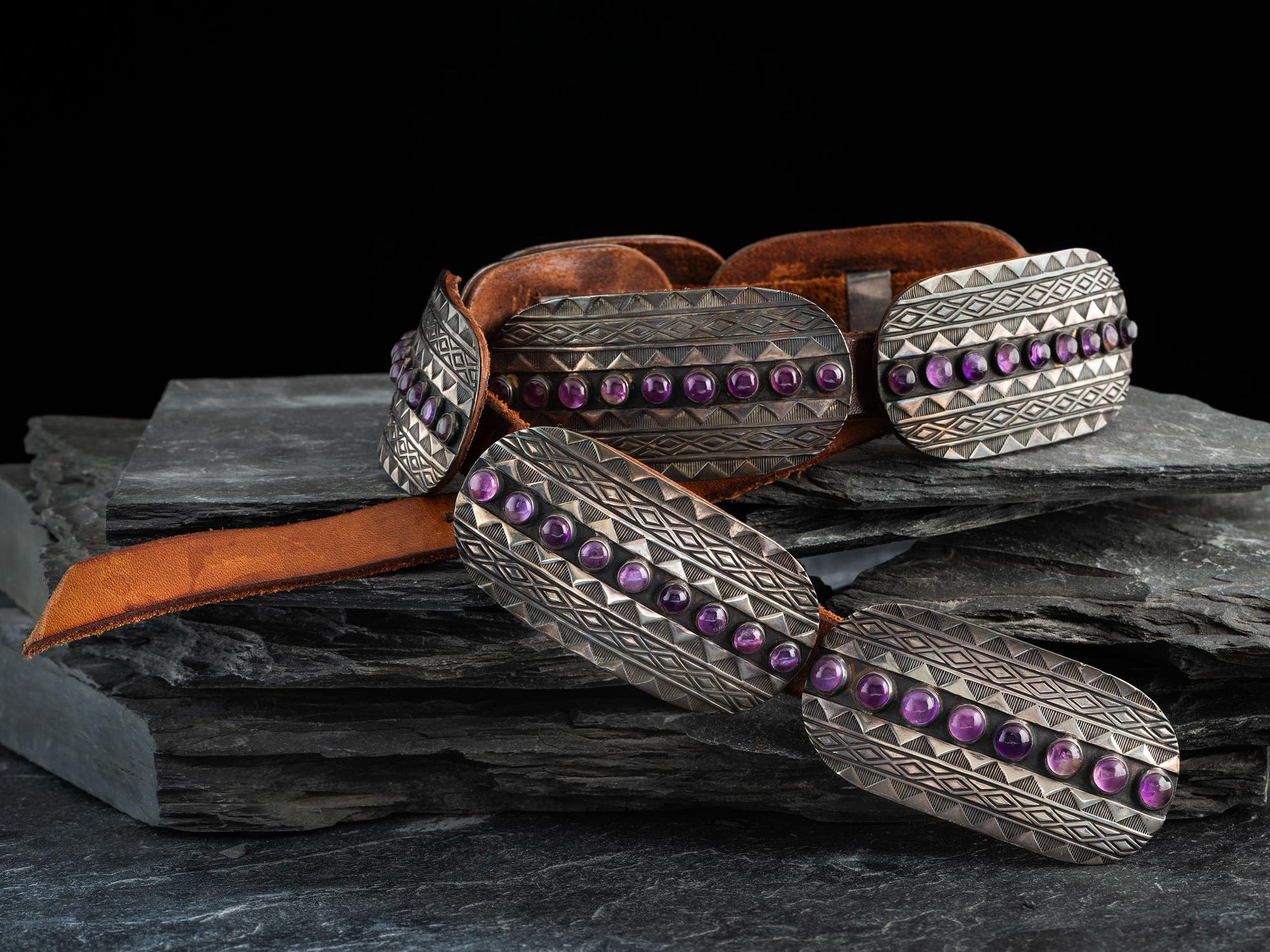 Sterling Silver and Amethyst Concha Belt