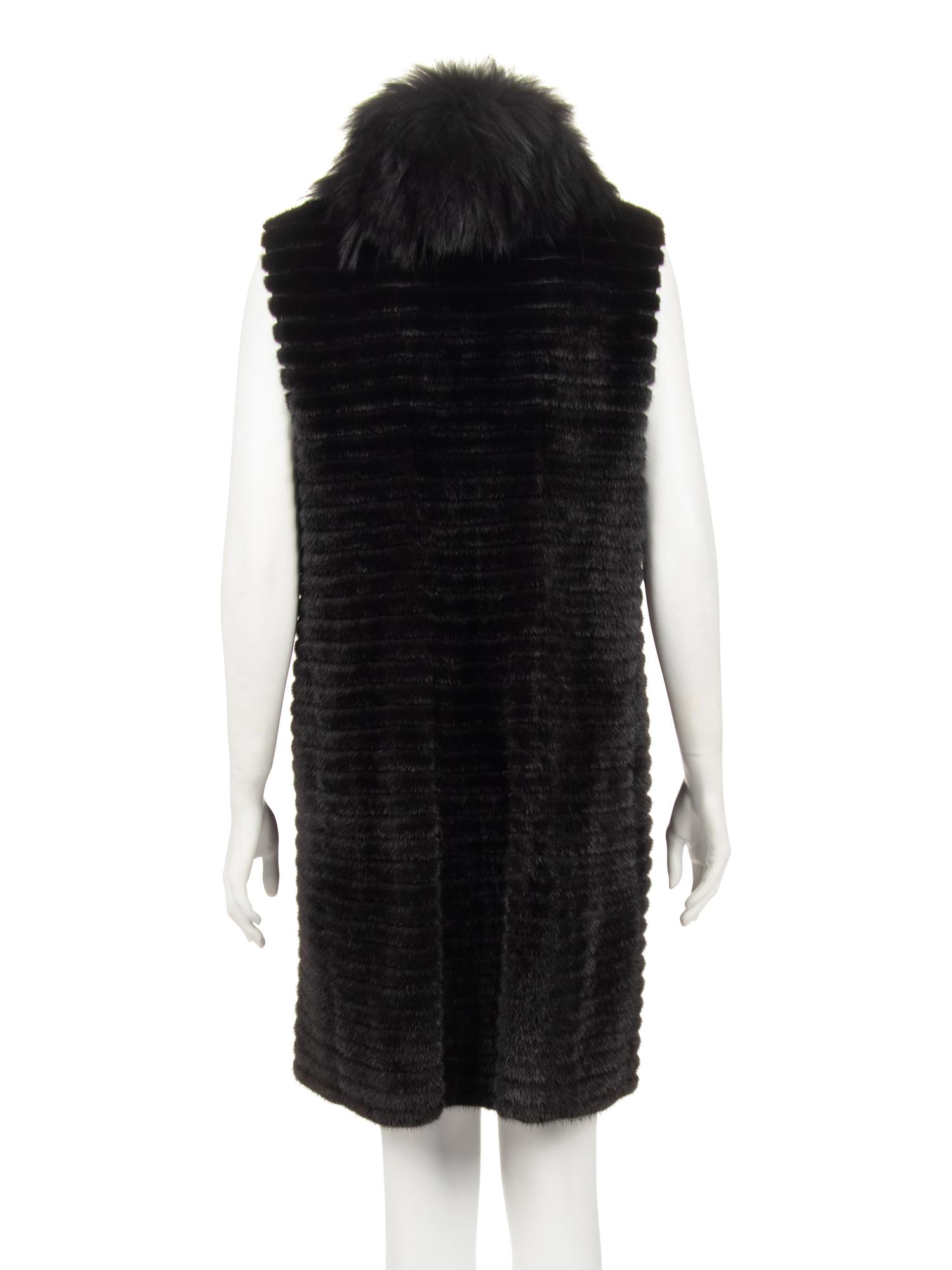 J. Mendel Mink Fur Sleeveless Tunic with Raccoon Fur Collar