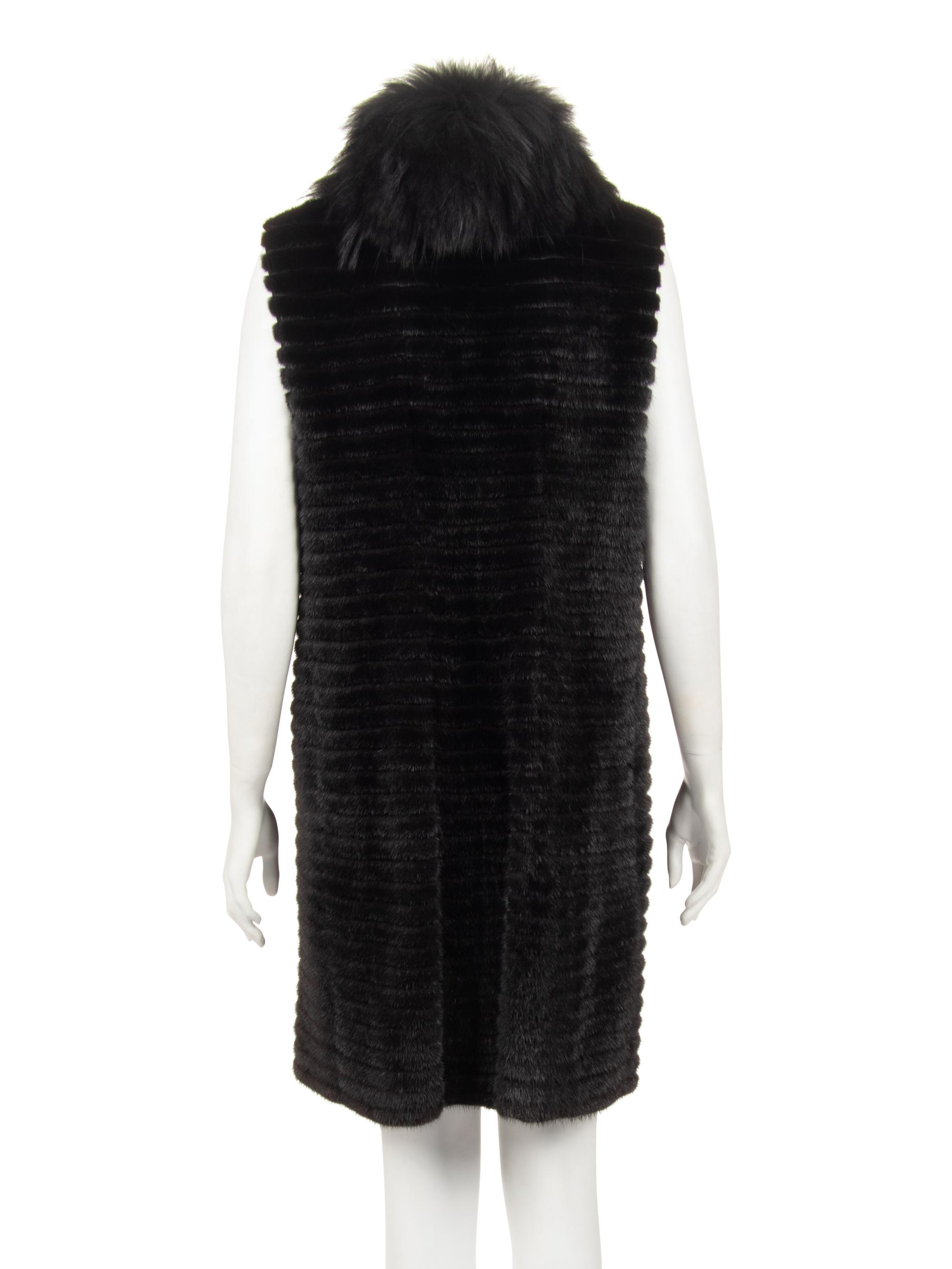 J. Mendel Mink Fur Sleeveless Tunic with Raccoon Fur Collar
