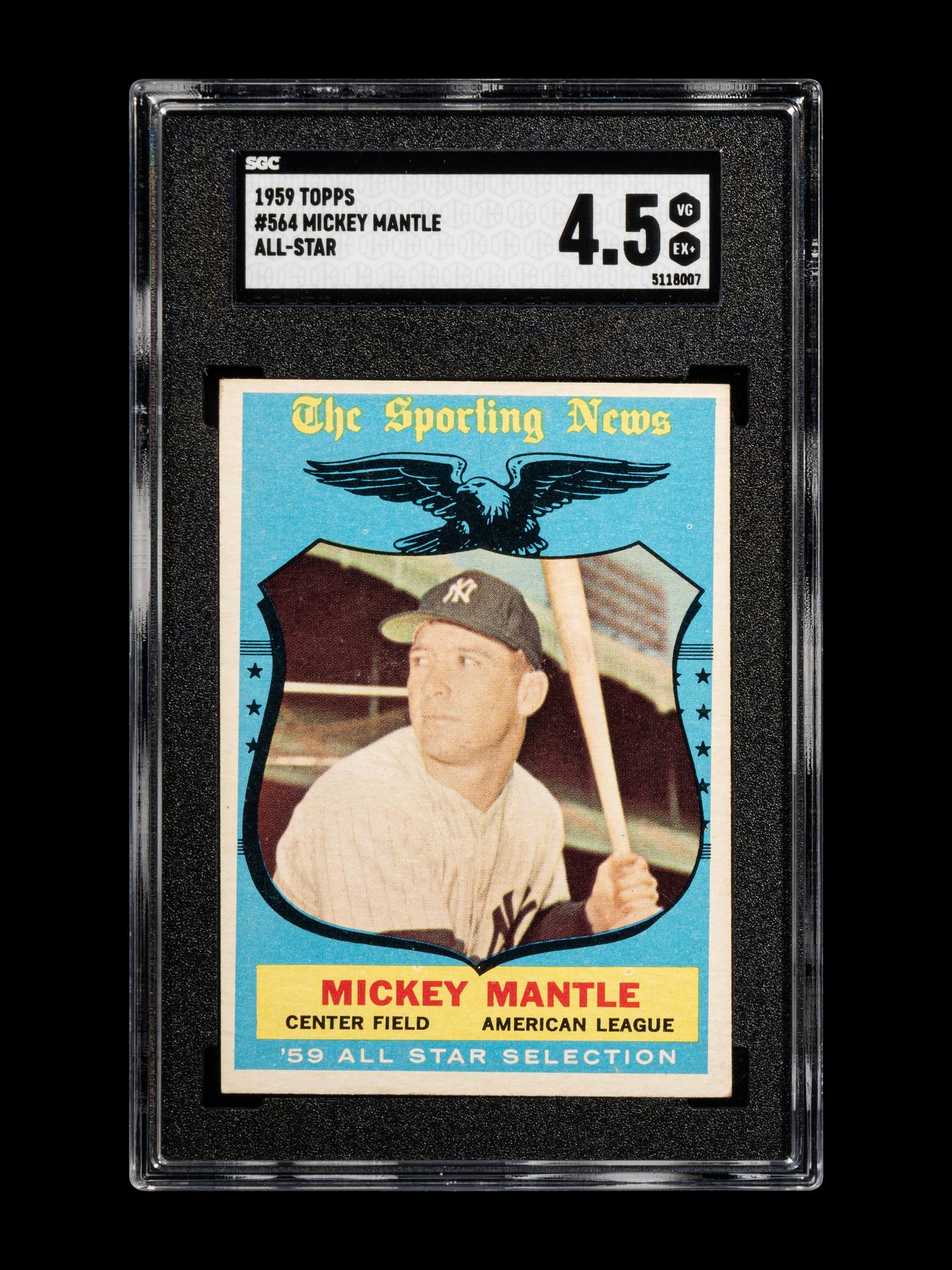 A 1959 Topps Mickey Mantle All-Star Baseball Card No. 564 (SGC 4.5 VG/EX+)