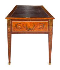 A French Neoclassical Style Gilt Bronze Mounted and Painted Bureau Plat
