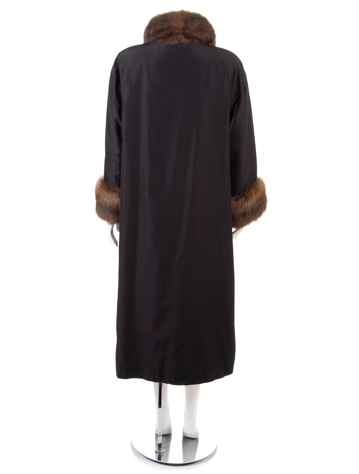 Sable Lined Black Raincoat, 1990-2000s