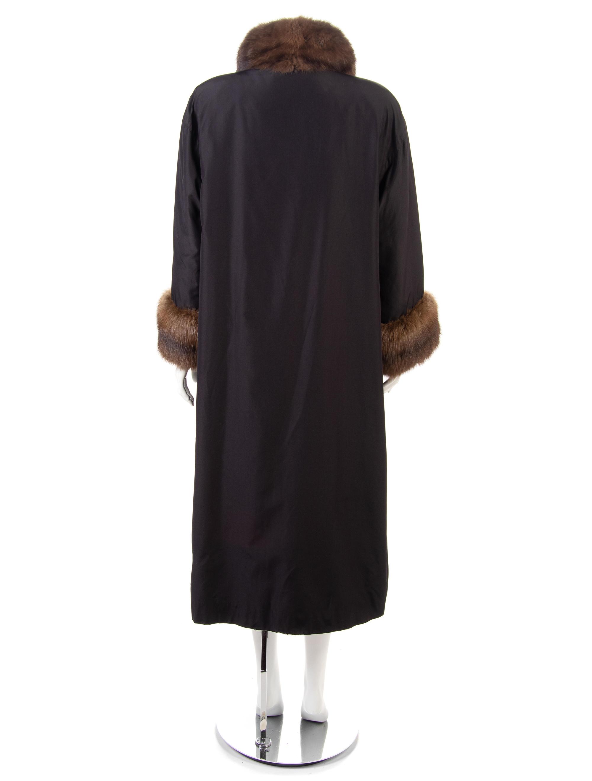 Sable Lined Black Raincoat, 1990-2000s