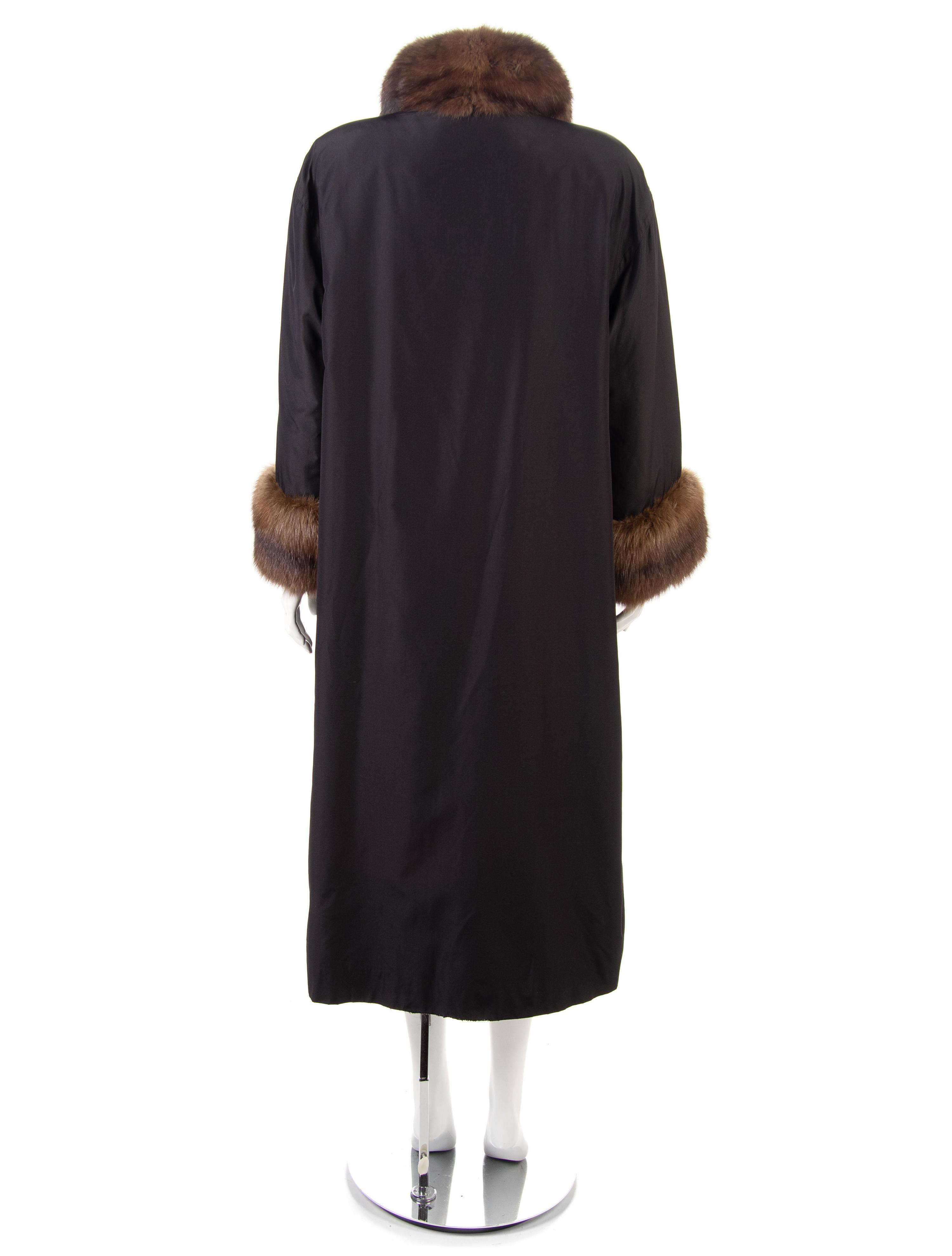 Sable Lined Black Raincoat, 1990-2000s
