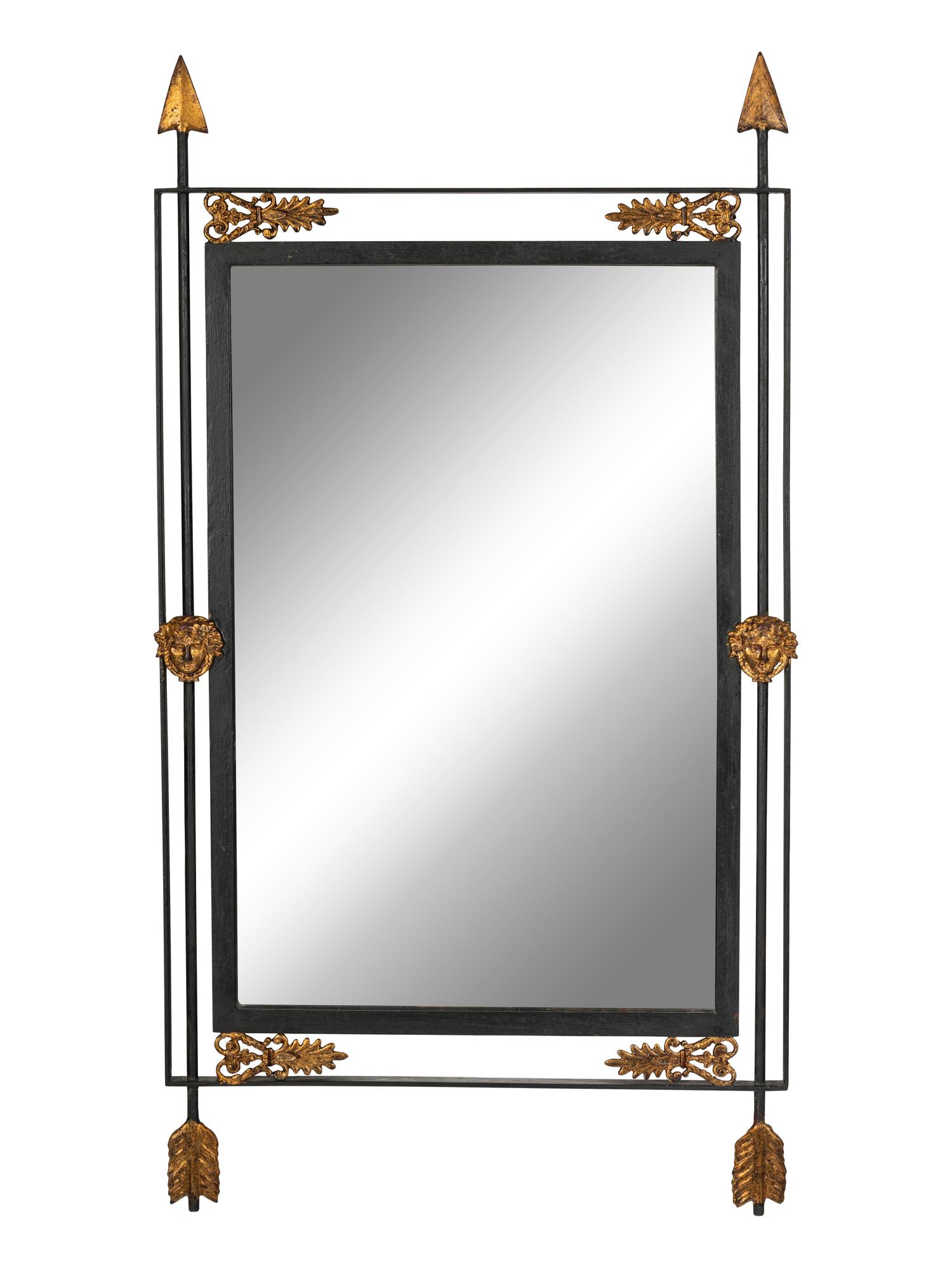 An Empire Style Parcel Gilt Metal Framed Mirror