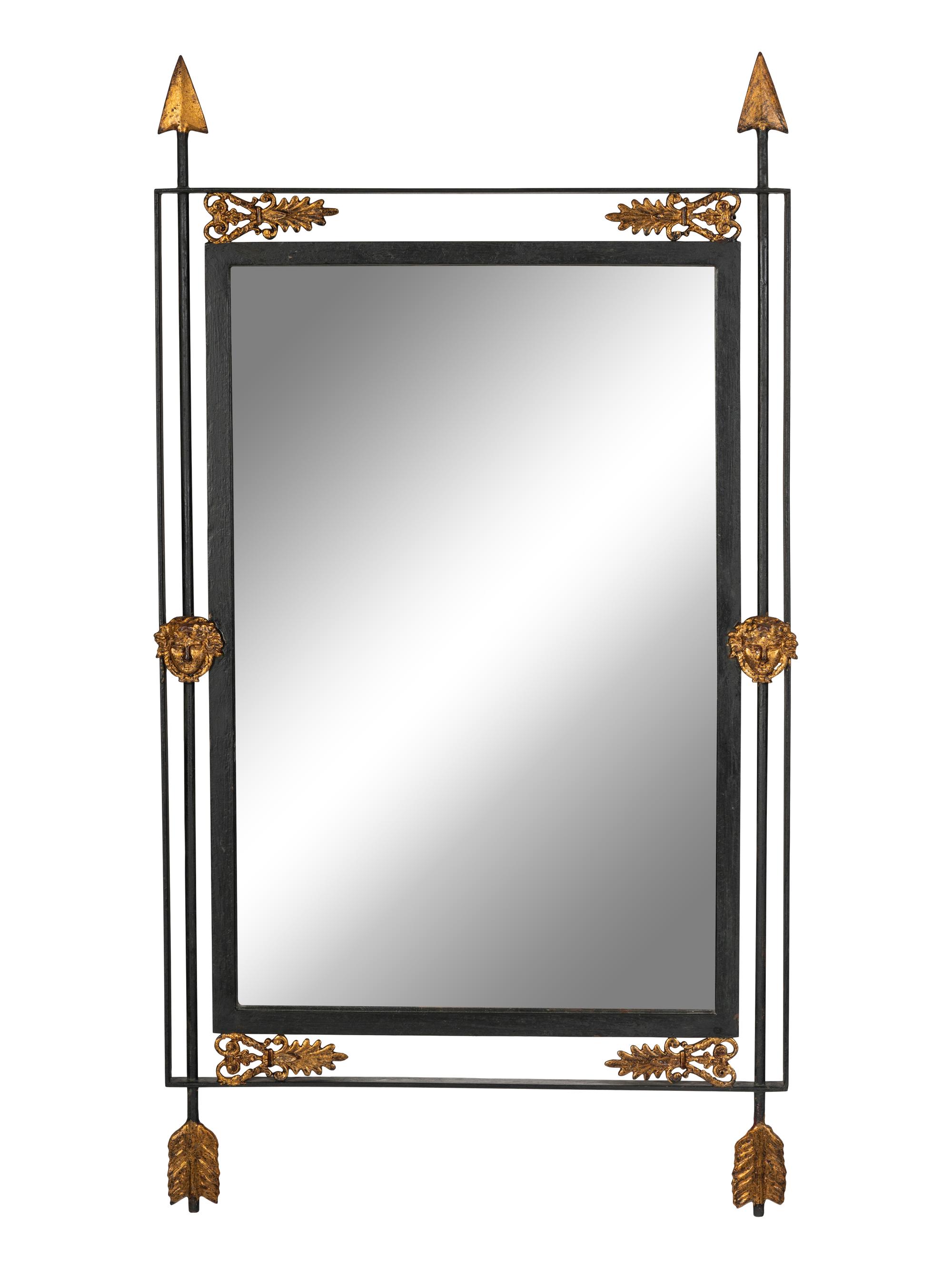 An Empire Style Parcel Gilt Metal Framed Mirror