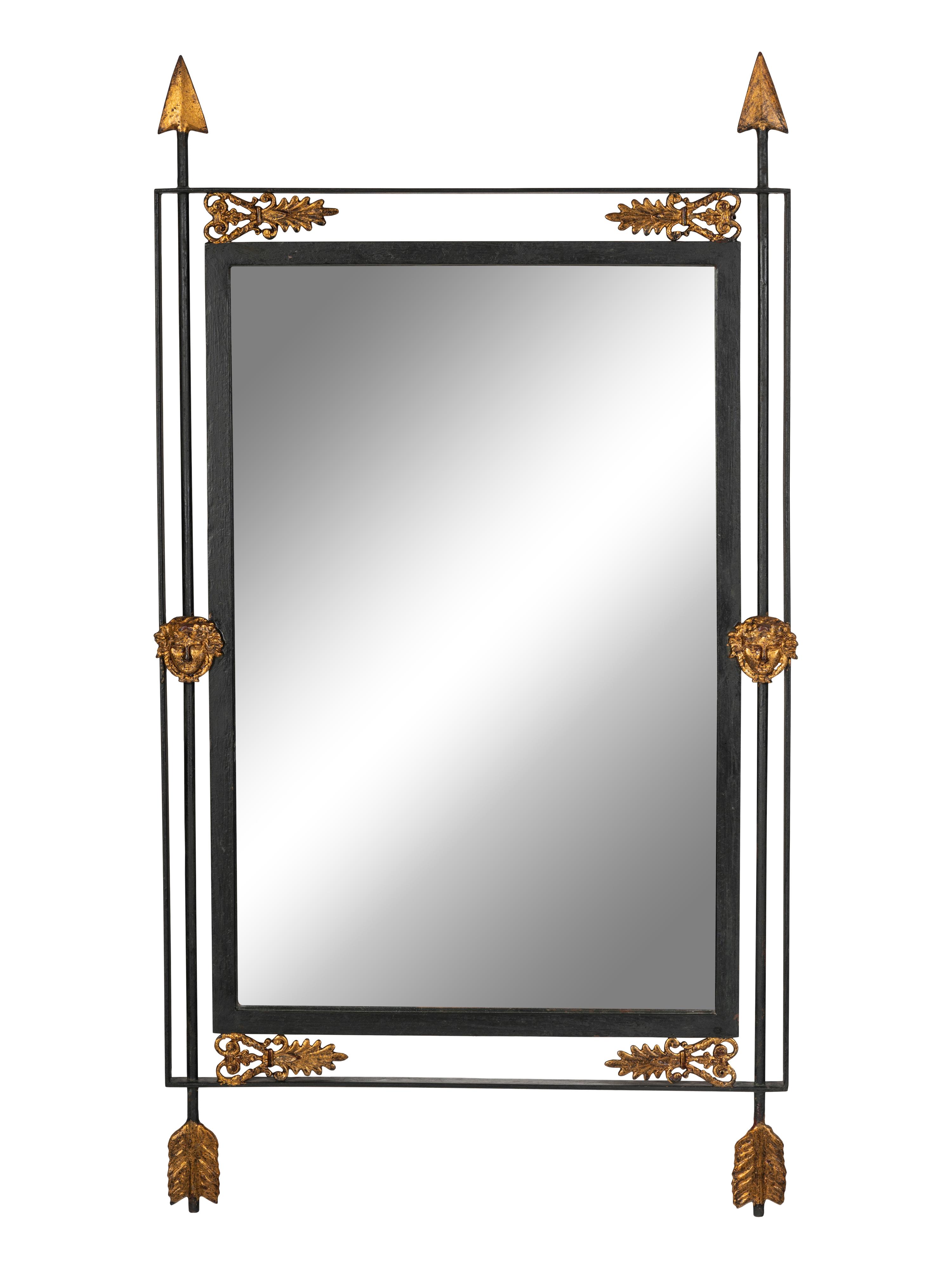 An Empire Style Parcel Gilt Metal Framed Mirror