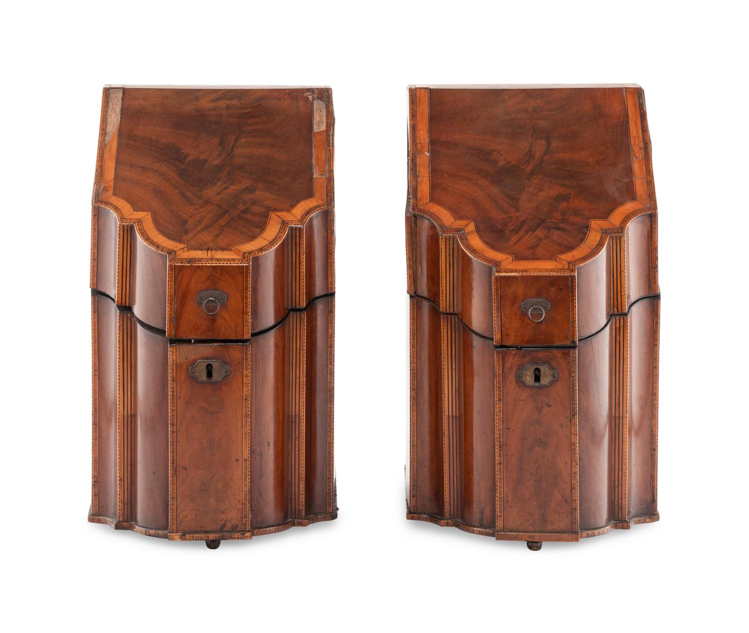 A Pair of George III Mahogany Cutlery Boxes