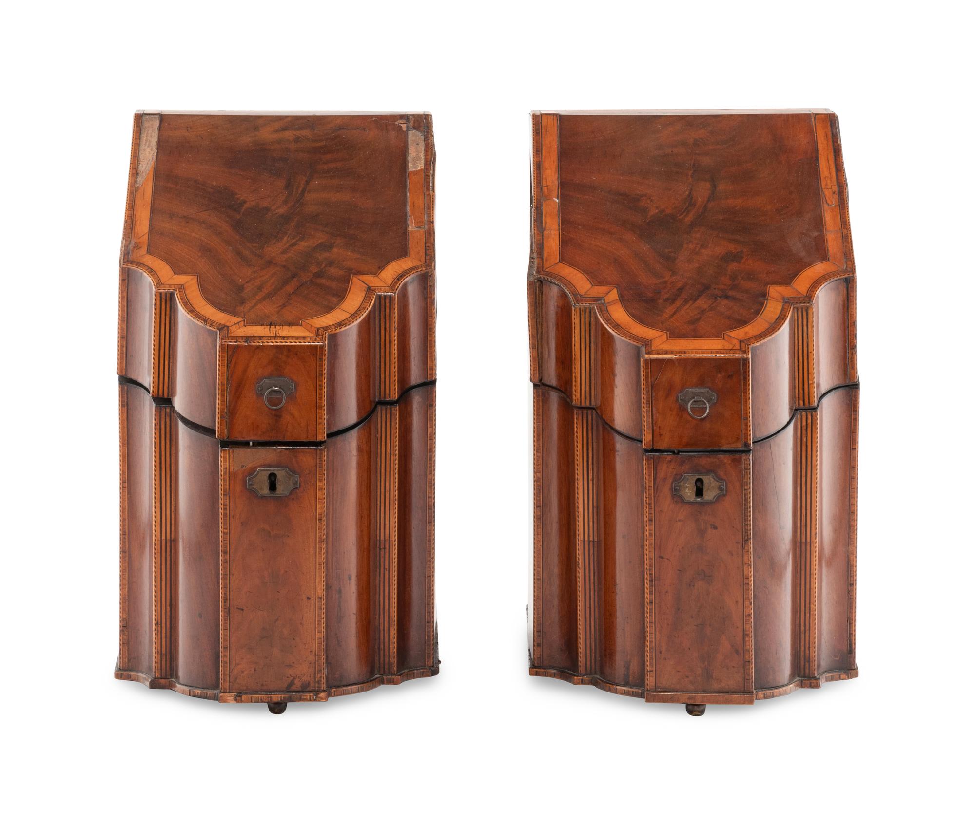 A Pair of George III Mahogany Cutlery Boxes