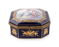 A Sèvres Style Painted and Parcel Gilt Porcelain Table Casket