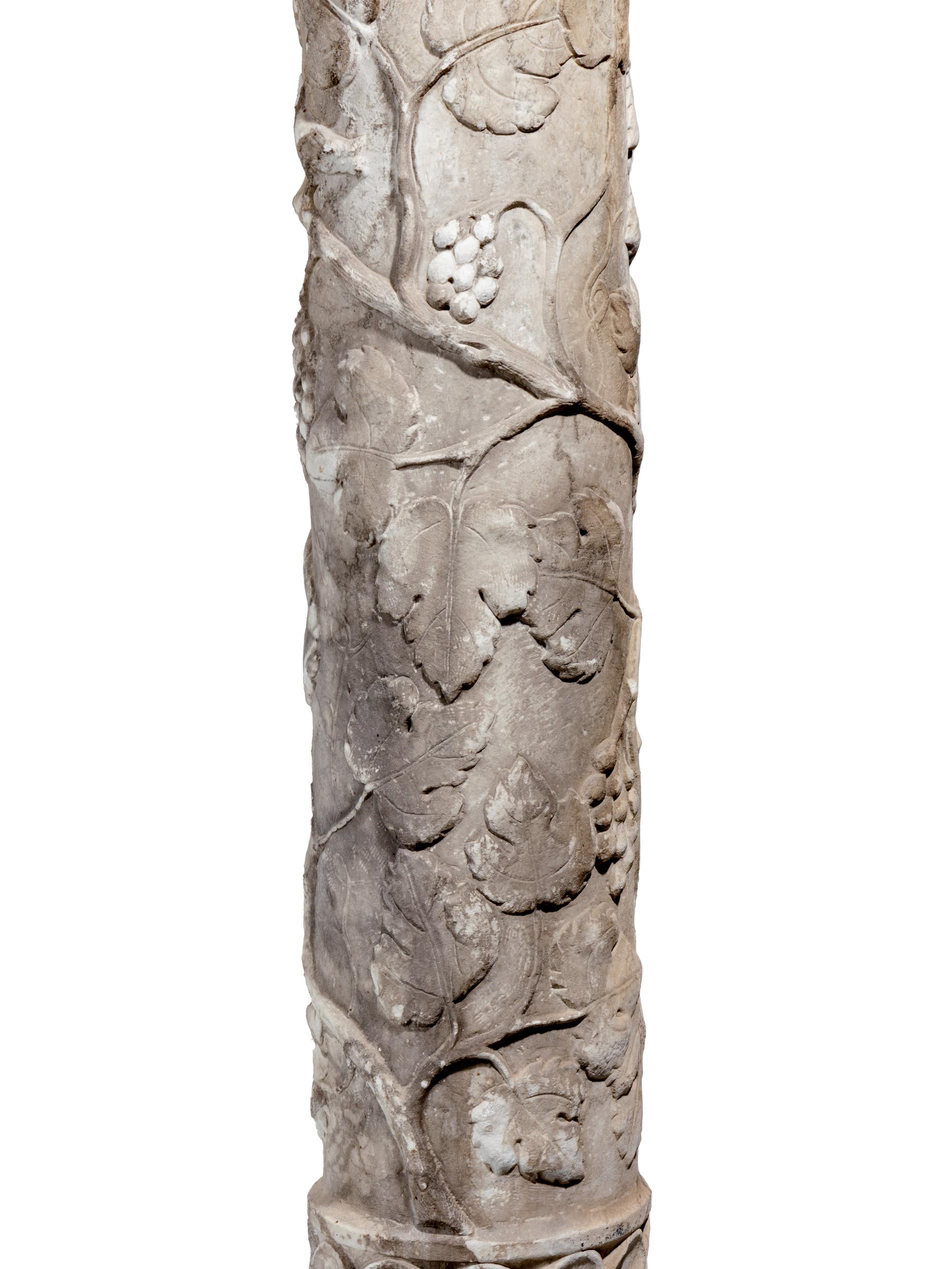 A Continental Relief Carved Marble Column