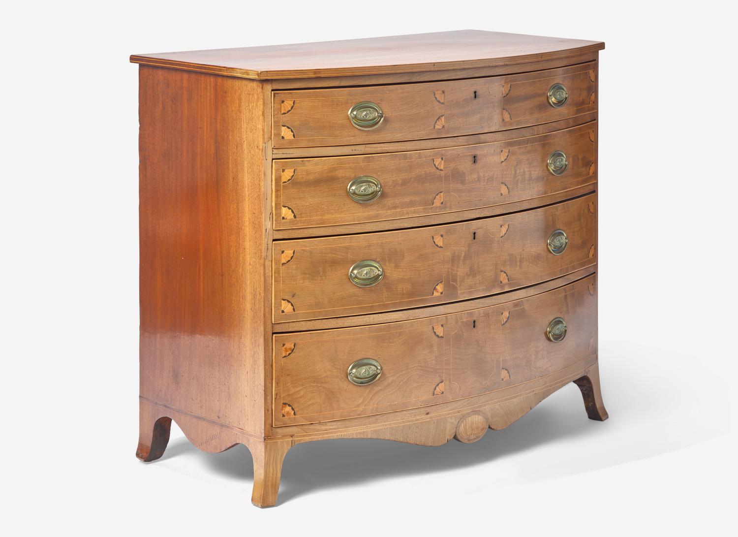 A Federal Inlaid Mahogany Bow Front Chest of Drawers