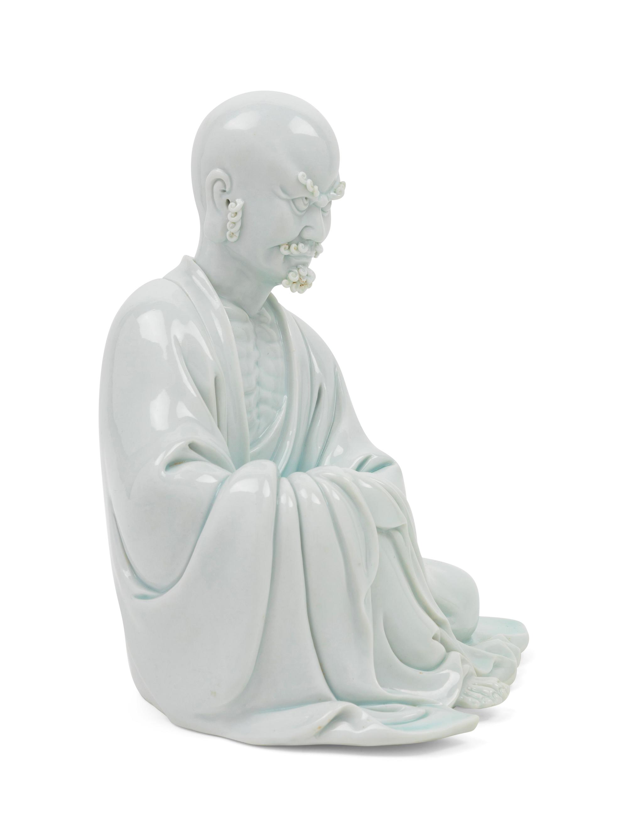 A Chinese Blanc-de-Chine Porcelain Figure of Luohan