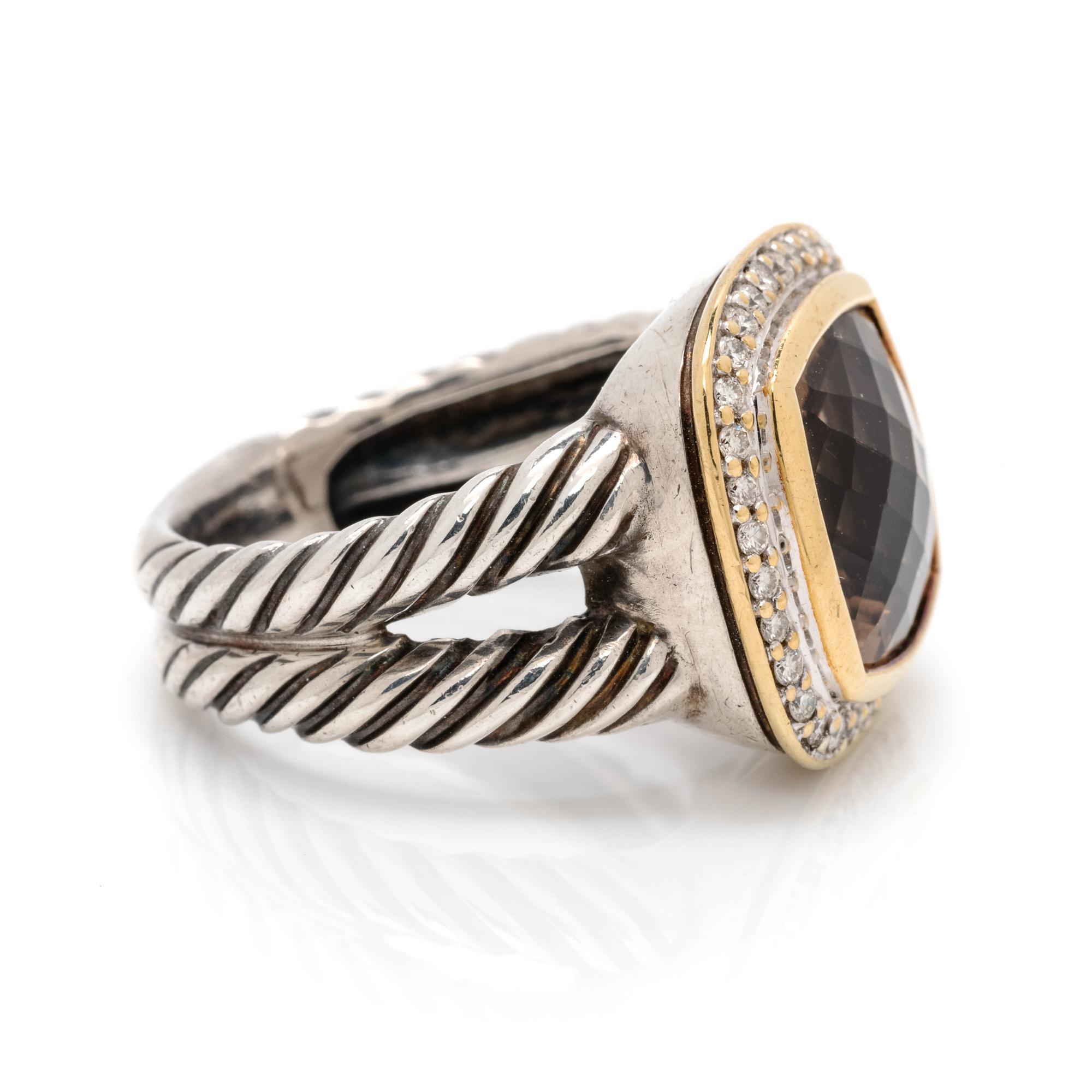 DAVID YURMAN, DIAMOND AND SMOKY QUARTZ 'ALBION' RING