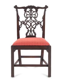 A George III Carved Mahogany Ribbon-Back Side Chair after a Design by Thomas Chippendale