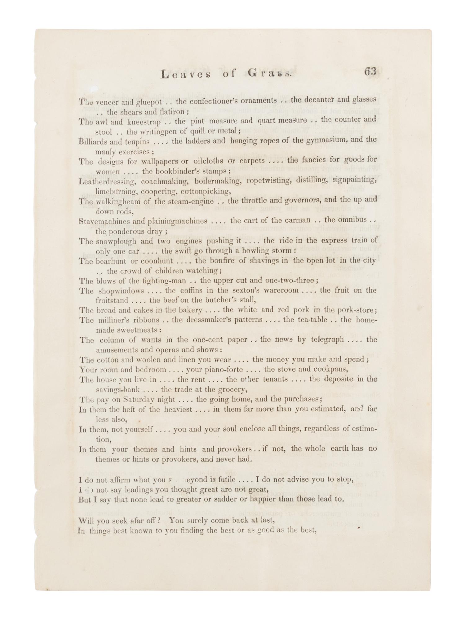 [LEAF BOOK]. -- [WHITMAN, Walt (1819-1892)]. A Leaf of Grass From Shady Hill. With a Review of Walt Whitman's Leaves of Grass. Written by Charles Eliot Norton in 1855; And, with a leaf from the first printing of Leaves of Grass, published in Brooklyn in 1855 . Cambridge: Kenneth Murdock at the Harvard University Press, 1928.